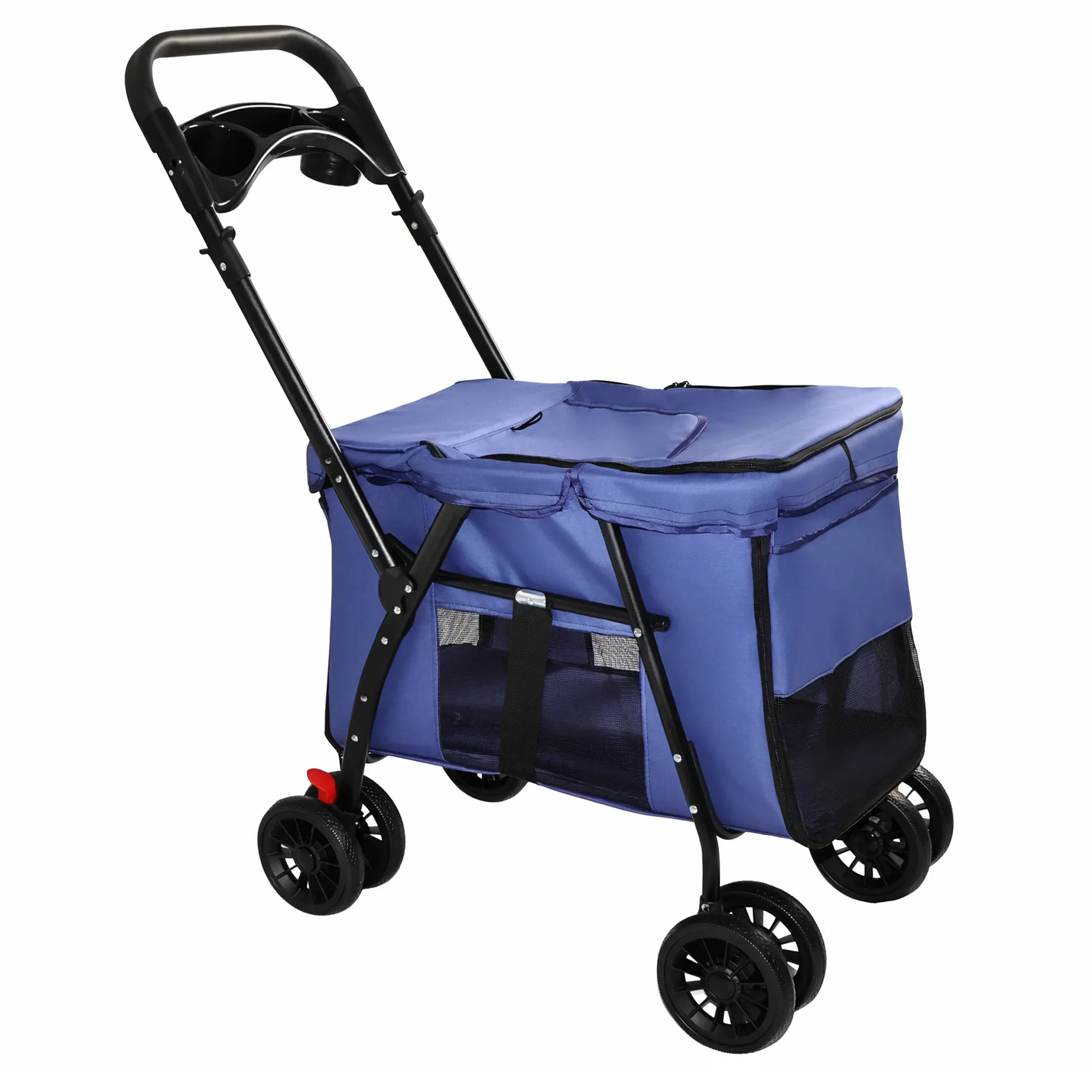 Pet Stroller, Foldable 4-Wheel Design, Breathable Mesh