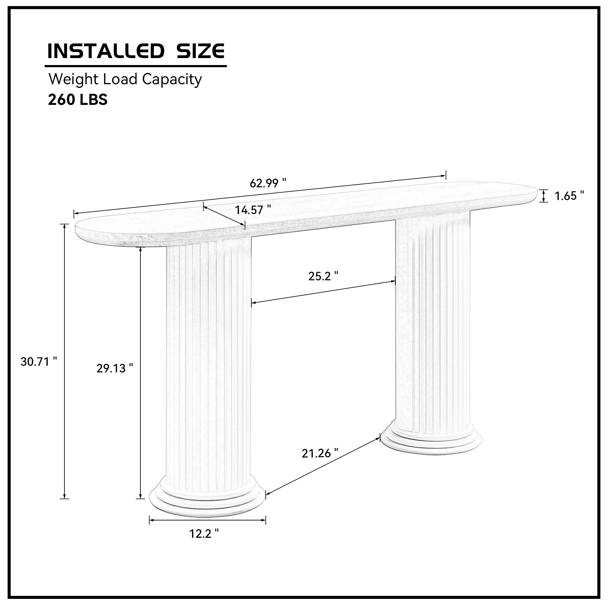 62.99 inch Modern Design Console Table with Roman-style Legs,MDF Entryway Table with Wood Venner for Living Room,Hallway — foto 5