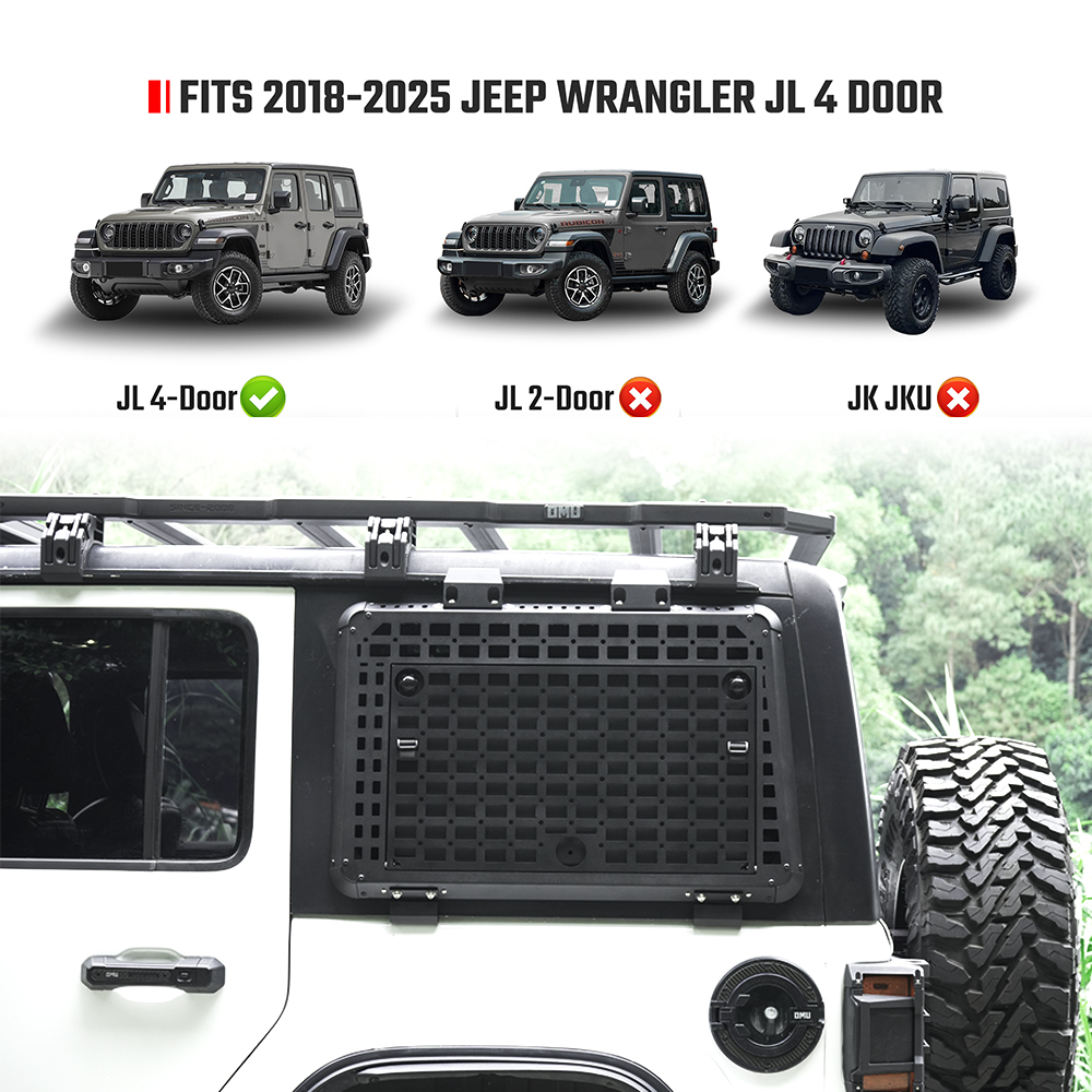 Rear Window Storage MOLLE Panel Flank Kit With Fold Down Stable Worktable for MOLLE Accessories, Tactical Storage Panel Fits Jeep Wrangler JL 4 Doors 2018–2026, Driver Side (Left) — foto 2