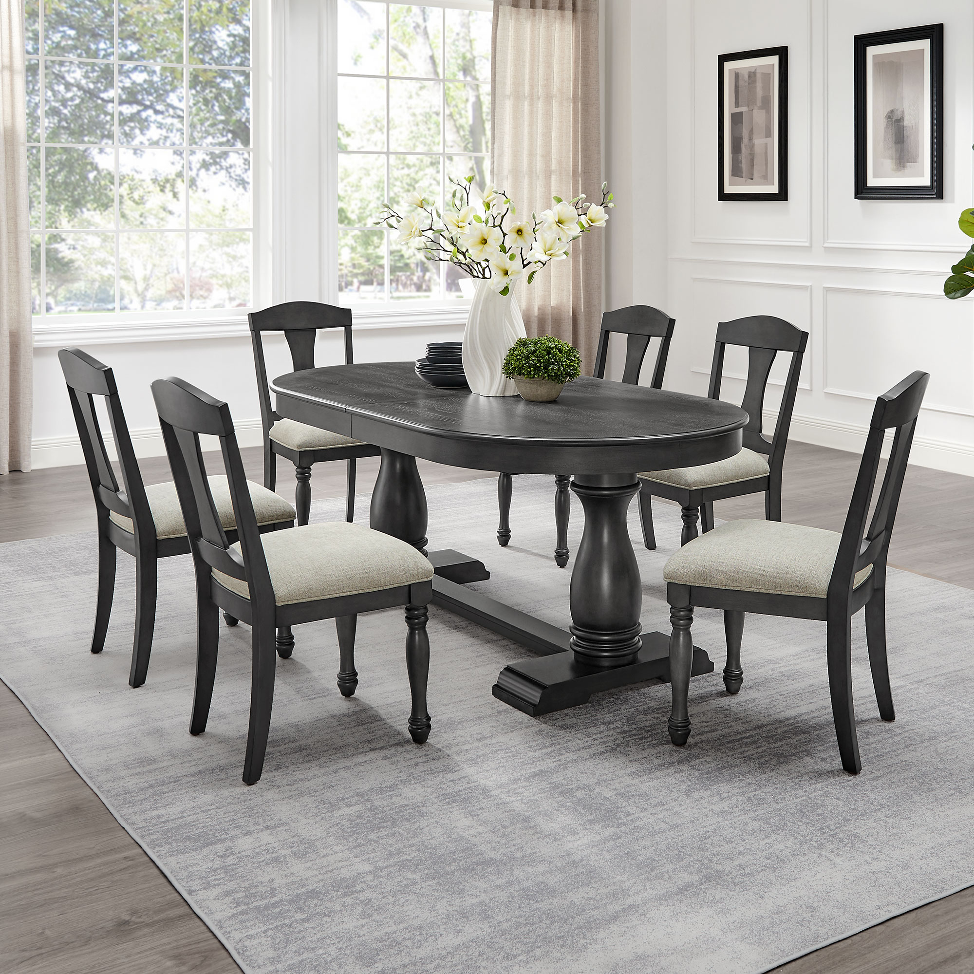 Wooden Frame Upholstered Dining Chairs set of 2,Mid Century Retro Chairs Comfor Kitchen Chairs for Living Room,Restaurant 2