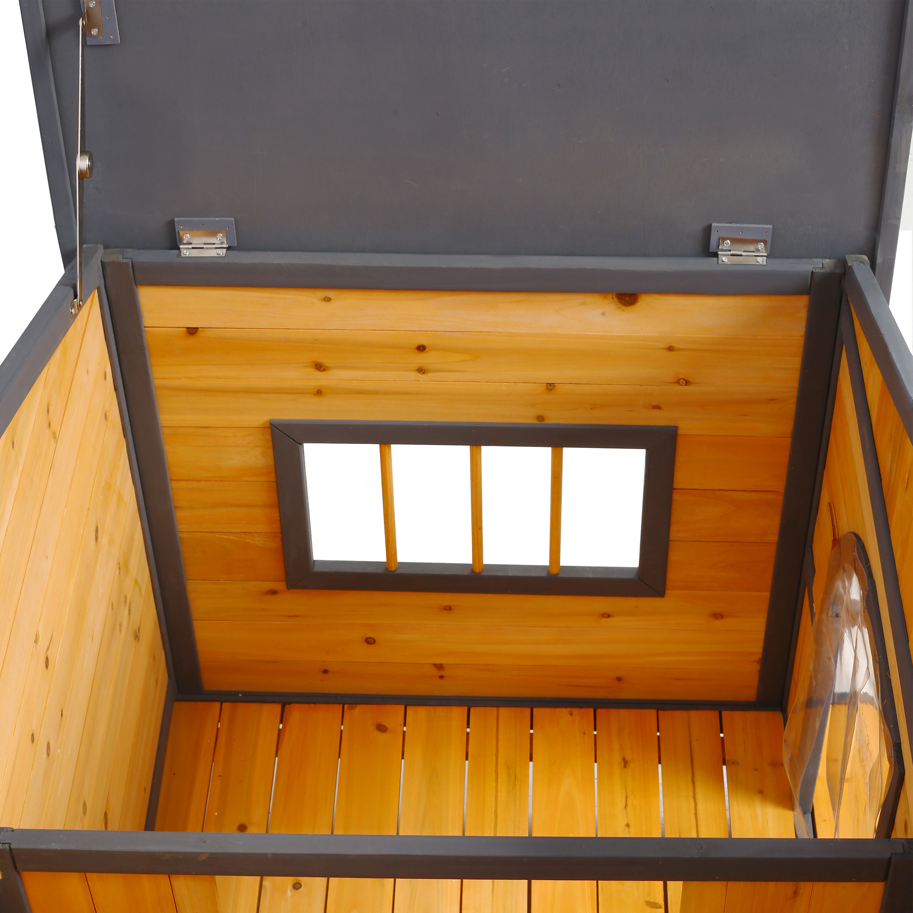 Wooden Large Dog House Outdoor Double XL Dog Kennel with Elevated Floor and Porch, Weatherproof Puppy Shelter for Small and Medium Breed Dogs, Natural — foto 7