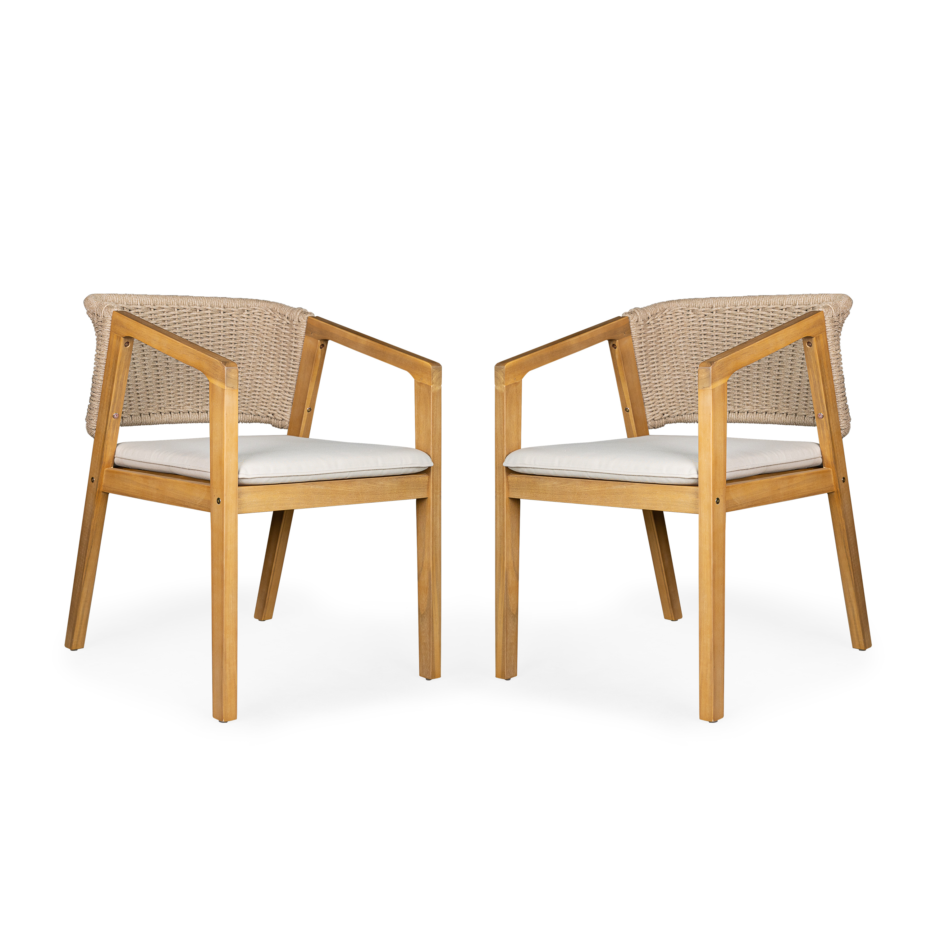 Acacia Wood Patio Dining Chair Set