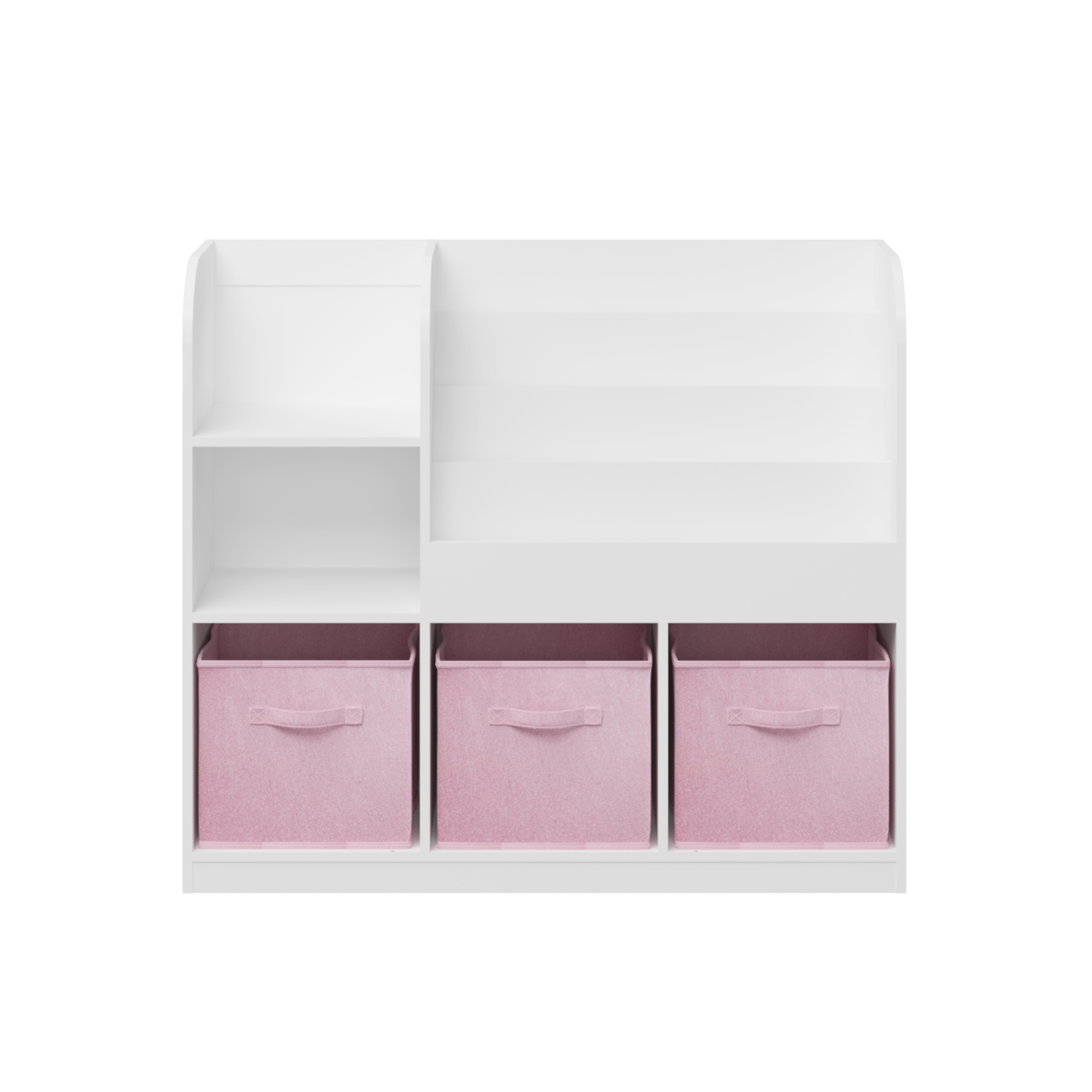 Kids Bookcase and Bookshelf, Multifunctional Bookcase with 3 Collapsible Fabric Drawers, Bookcase Display Stand, Toy Storage Organizer for Bedroom, Playroom, Hallway (White/Pink) — foto 8