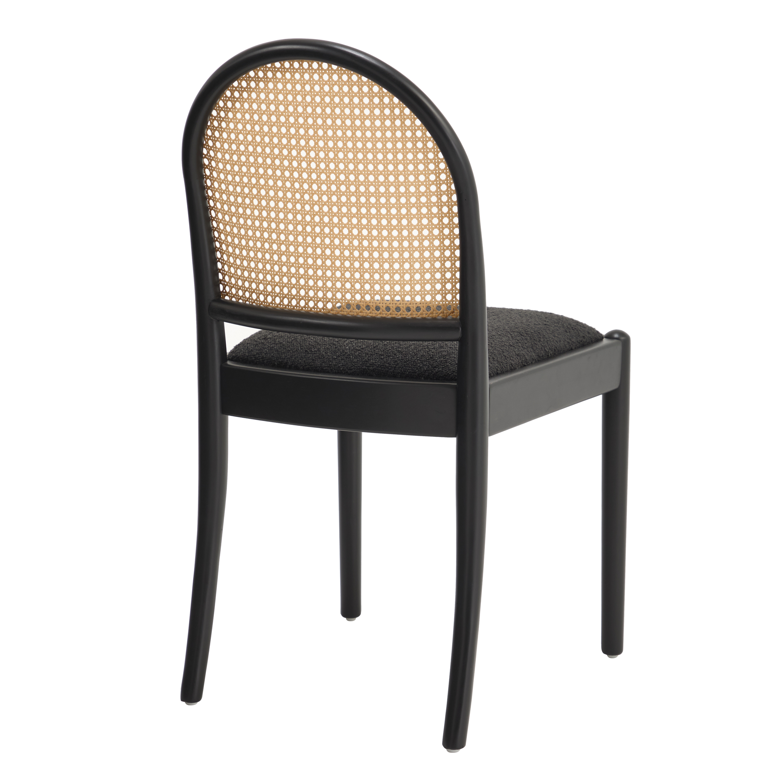 Rattan Dining Chairs Set of 2, Upholstered Linen Dining Room Chairs with Backrests, Modern Kitchen Chairs with Wood Legs for Dining Room, Black — foto 5