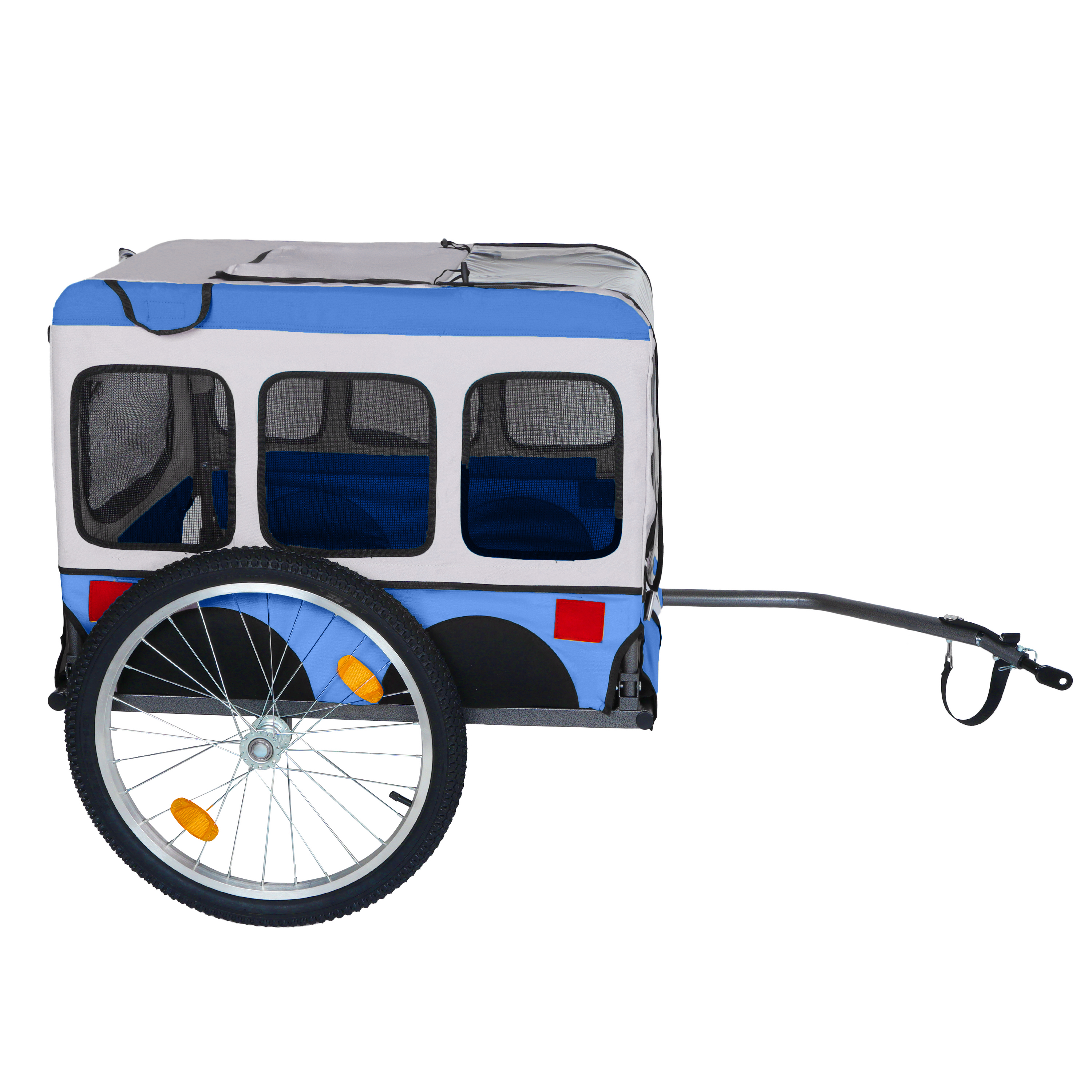 Large Folding Bike Trailer for Dogs - 20×2 1/8 Inches Wheels, Heavy-Duty Steel Frame, Spacious Design, All-Terrain Cycling, Jogging & Camping Adventure, Blue — foto 11