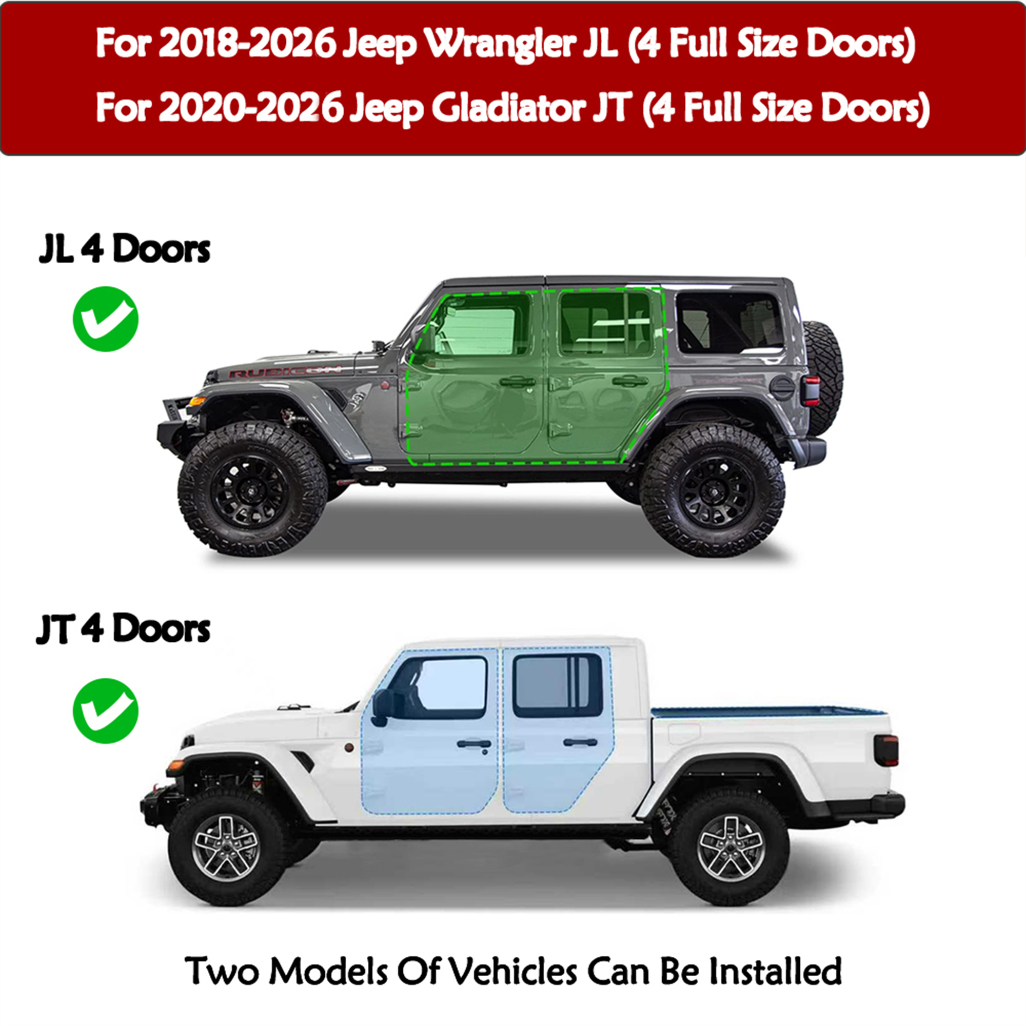 Running Boards For 2018-2025Jeep Wrangler JL / 20-26 Jeep Gladiator JT 4 Doors — foto 3