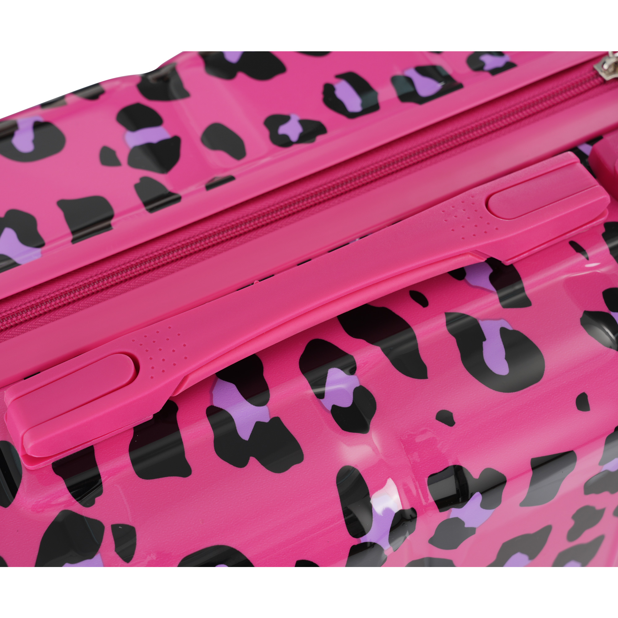Luggage Set of 3, 20-inch with USB Port, Airline Certified Carry-on Luggage , ABS+PC Hard Shell Luggage with Spinner Wheels,Fuchsia Leopard Print 2