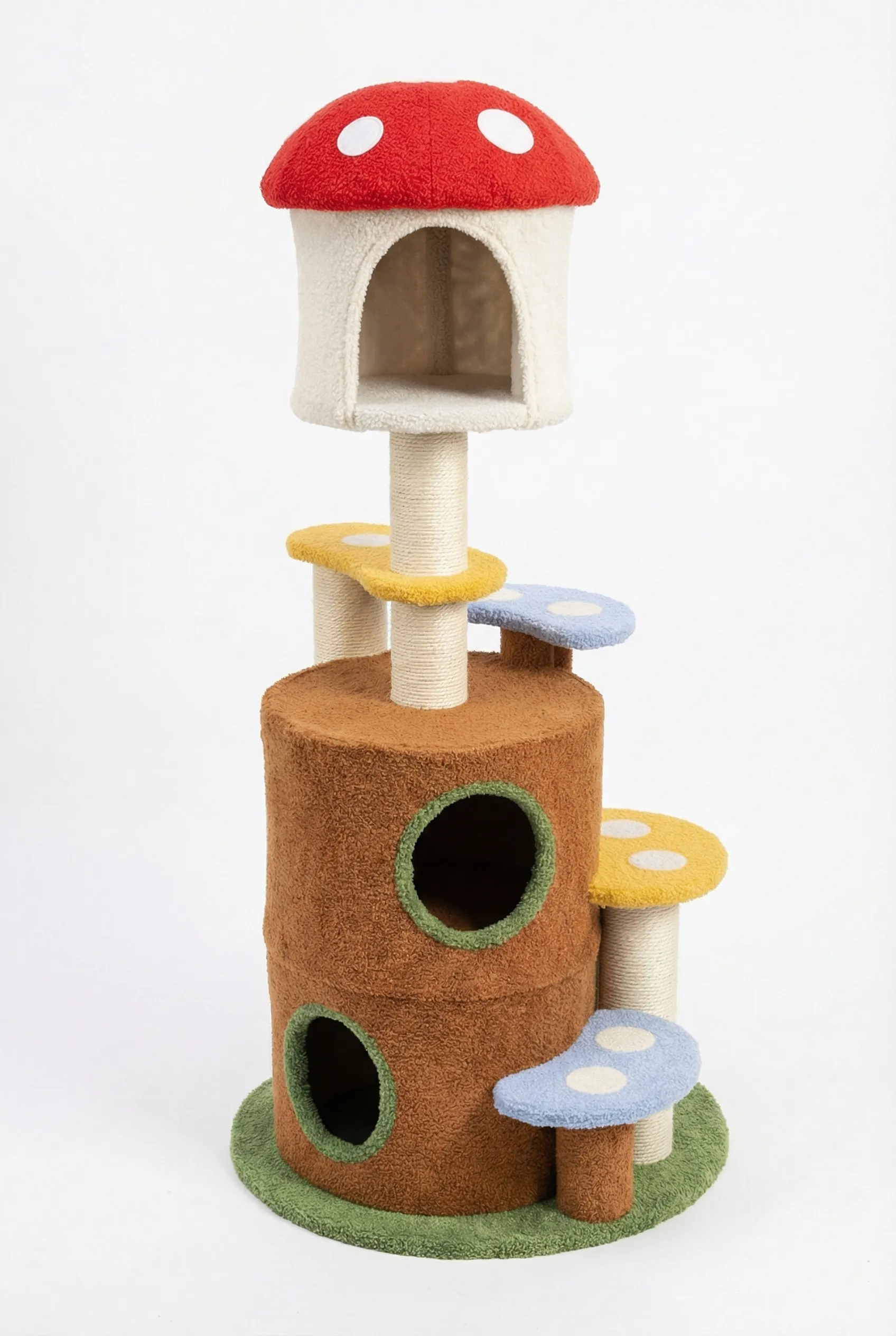 mushroom cat tree with large condo platform