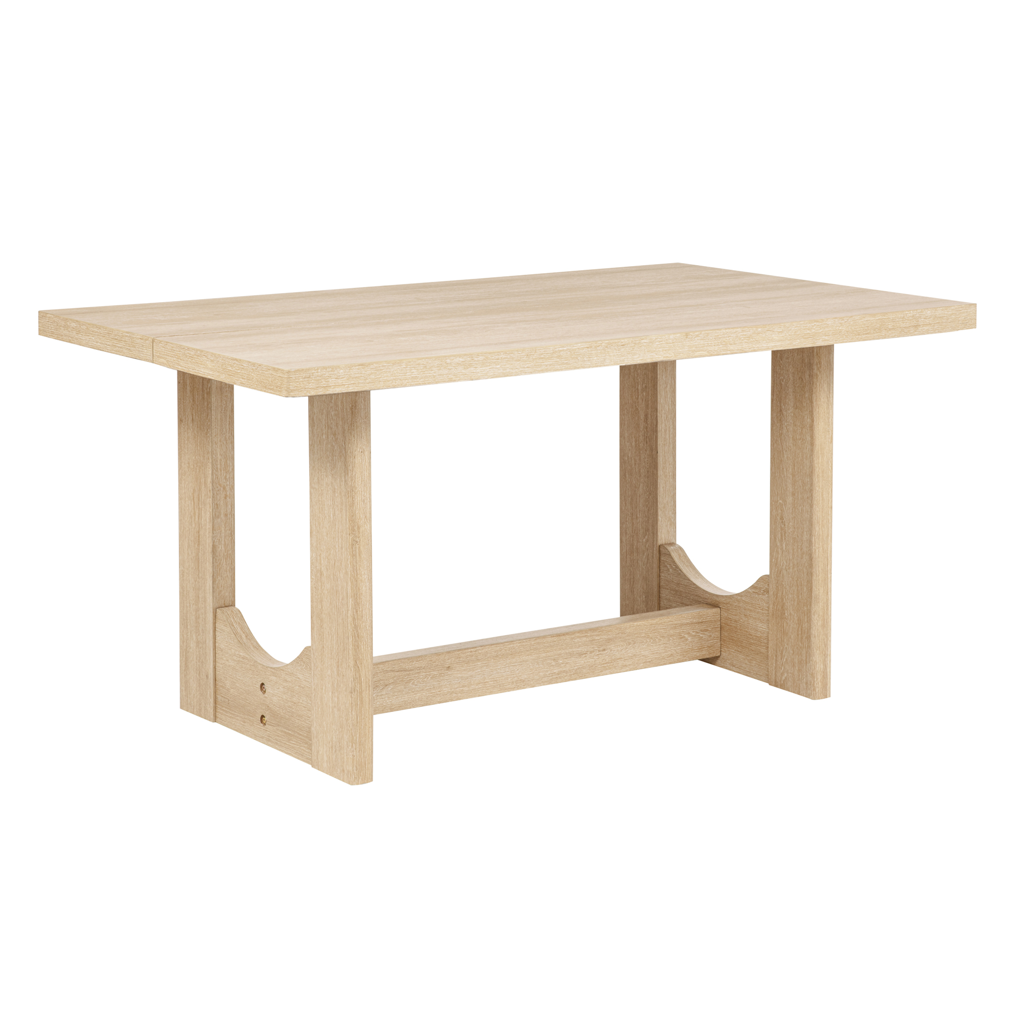 6 Piece Dining Table Set with Bench, Wooden Rectangular Kitchen Table Set with Bench and 4 Upholstered Chairs for Living Room, Kitchen, Dining Room, U-shaped base, Light Oak & Beige