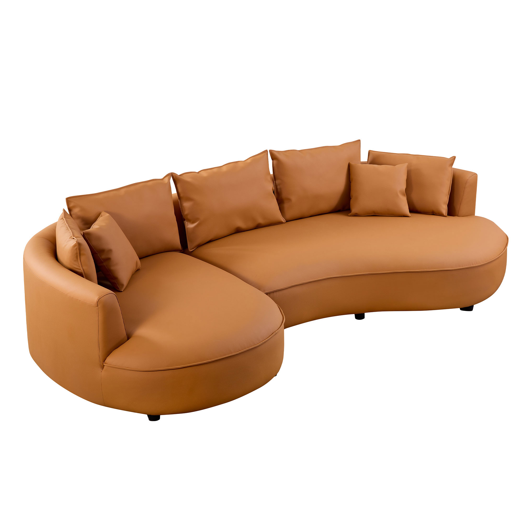 Modern Sectional curved Sofa Couch for Living Room,Upholstered 5-Seat Sofa Couch Eco-leather Couch Set for Apartment Office,Orange — foto 3