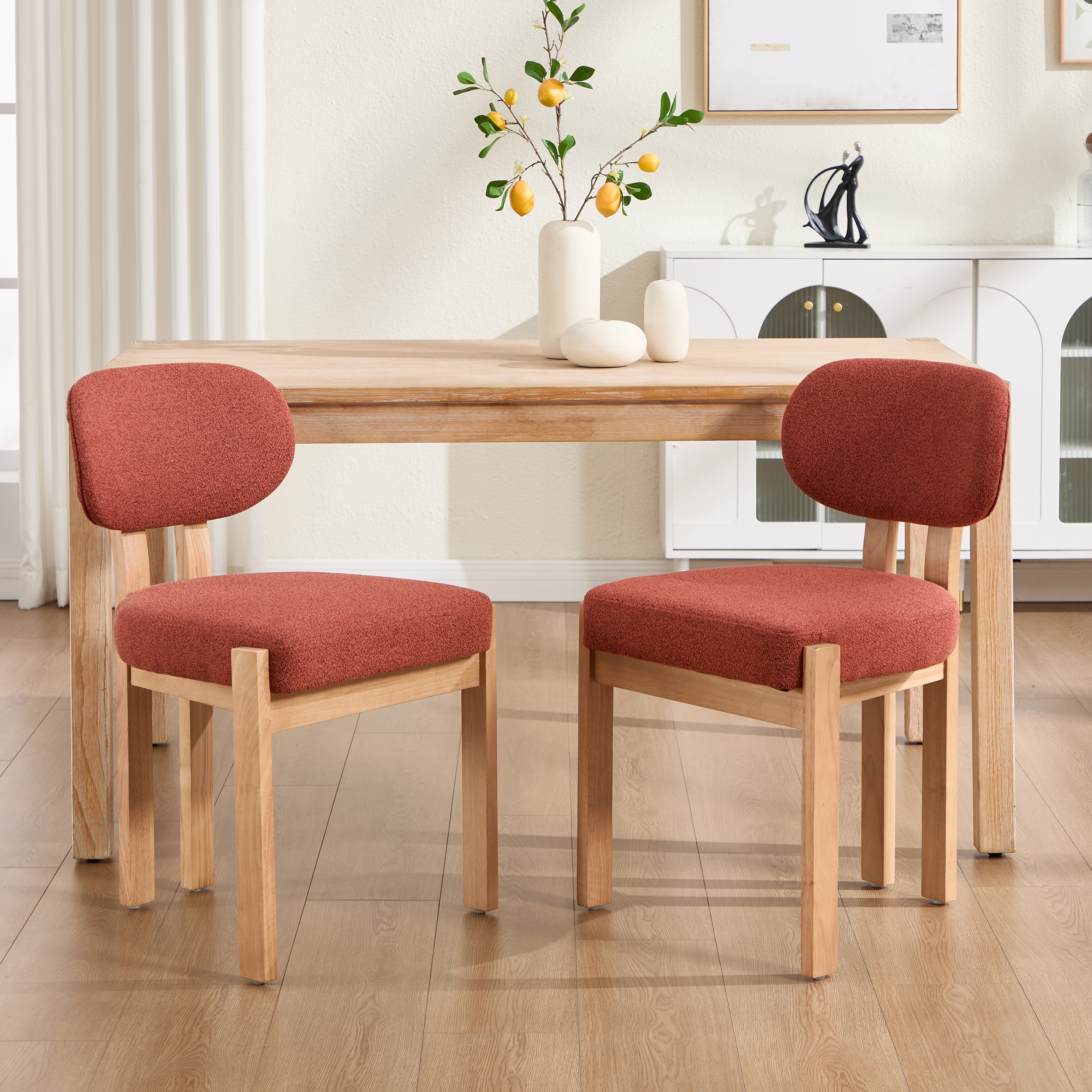 Wooden Dining Chairs Set of 2, Modern Fabric Upholstered Dining Room Chair Kitchen Chairs, Farmhouse Dinner Chair for Kitchen Dining Room 4
