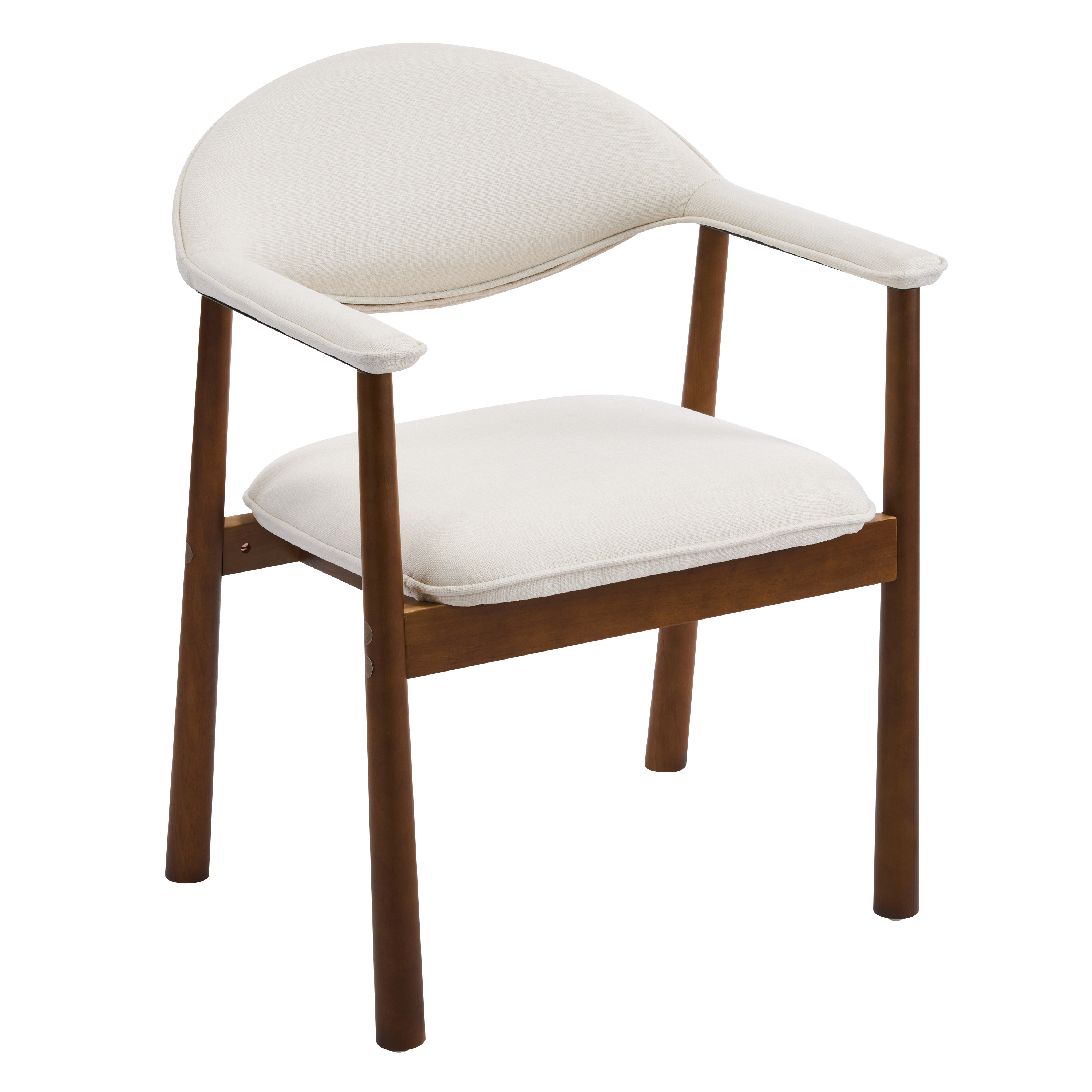Modern Upholstered Dining Chairs with Curved Back, Beige Fabric & Walnut Finish Rubber Wood, Set of 2 — foto 7