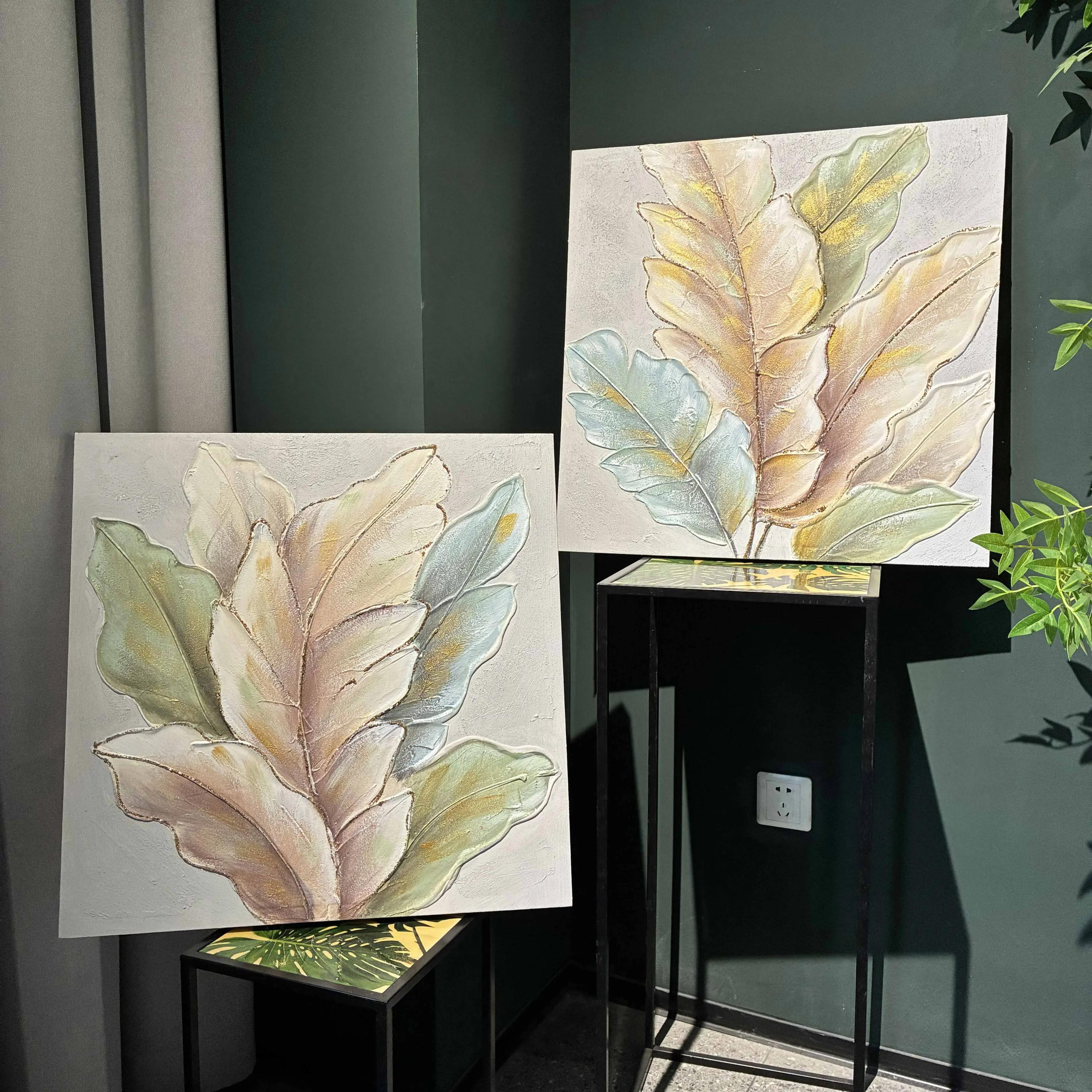 24x24 Set of 2 Botanical Leaf Wall
