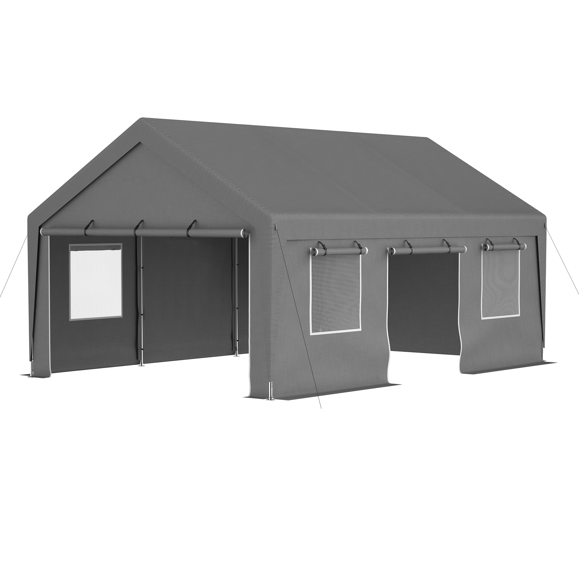 13'x20' Canopy with 2 Roll-Up Doors, Waterproof Party Tent, Carport & Storage Shelter for Outdoor, Car, Boat, Garden Party, Gathering, Galvanized Frame — foto 7