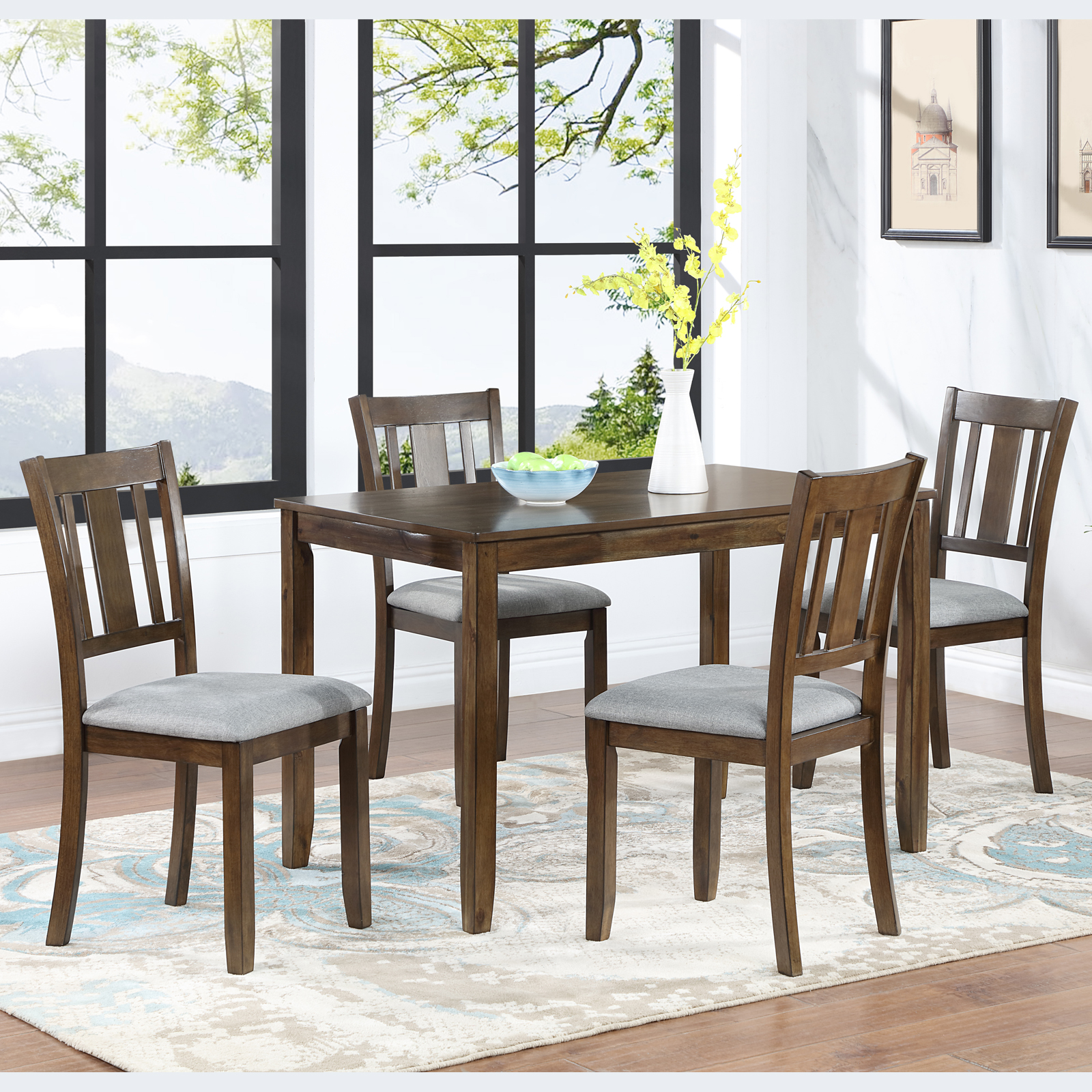 Wooden Dining Rectangular Table, Kitchen Table for Small Space, 4 Person Dining Table, Walnut ONLY THE TABLE