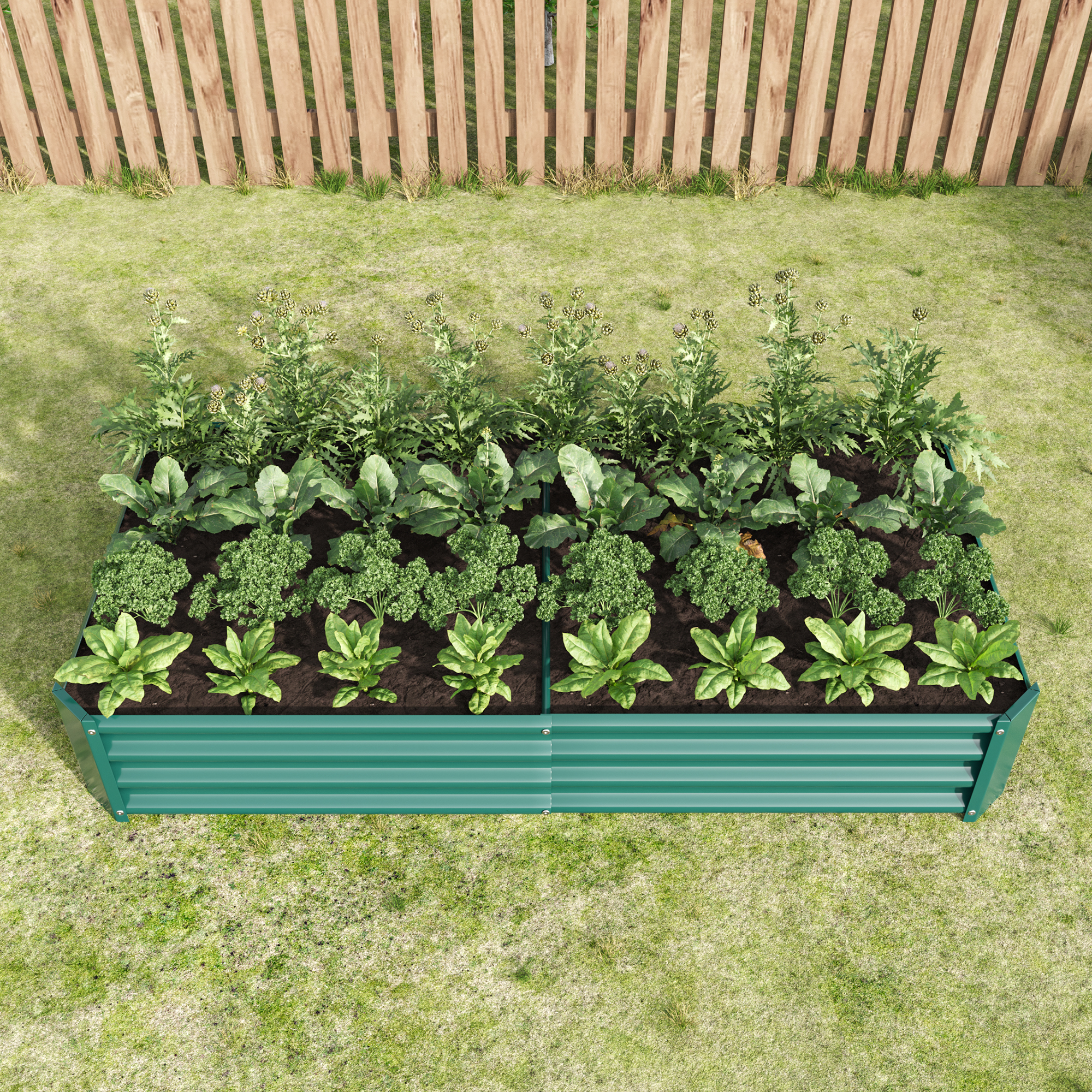 2PCS Green 6×3×1ft Metal Raised Rectangle Garden Planter Beds — foto 3