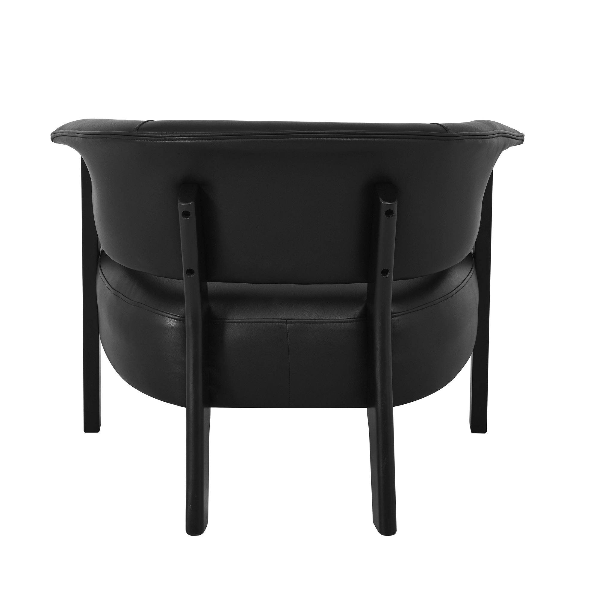 Faux Leather Wingback Accent Chairs Set for 2, Wrap-Around Back Upholstered Armchair, Comfy Fabric Wingback Arms Chairs with Solid Wood Legs, Single Sofa Reading Chair for Bedroom Living Room, Black — foto 2