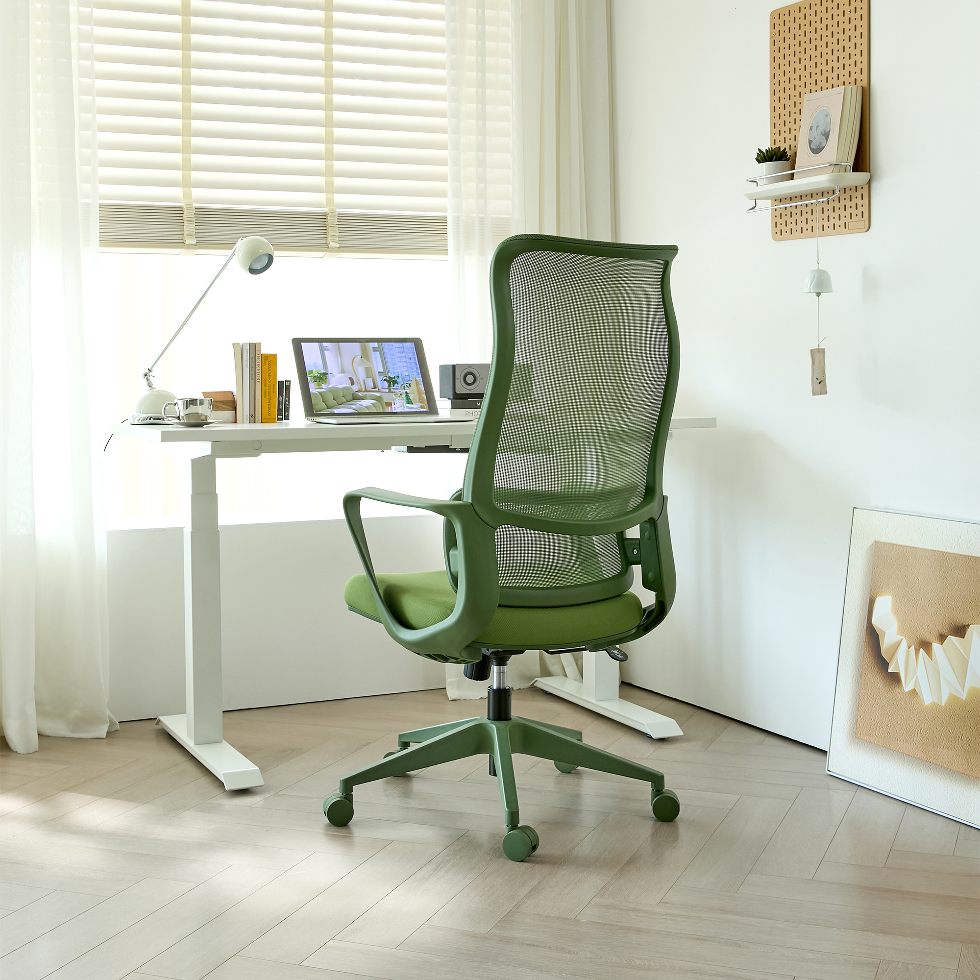 Ergonomic Colorful Office Chair 350LBS Home Office Mesh Breathable High Back, With Adjustable Lumbar Support Computer Chair, Integrated Molded Foam Seat Cushion, Fireproof (Green) — foto 5