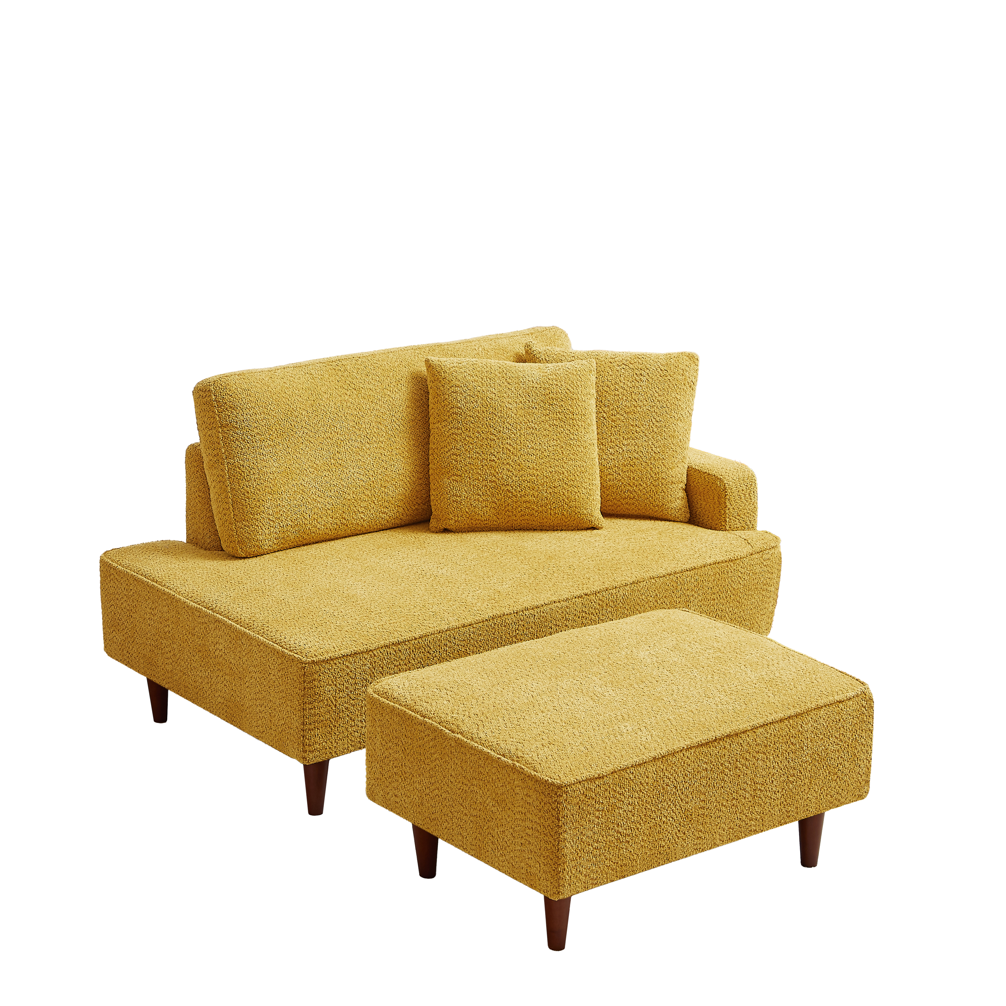 Indoor Chaise Lounge Chair with Ottoman Boucle Upholstered Chaise 2 Throw Pillows Included for Living Room Bedroom — foto 2