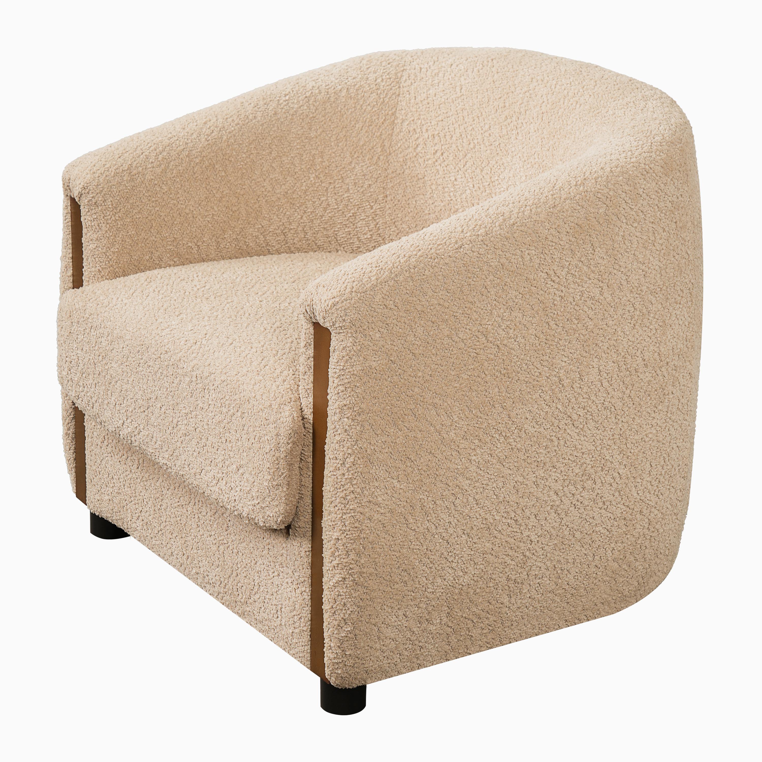 Teddy Fleece Barrel Accent Chair, picture 2 of 5