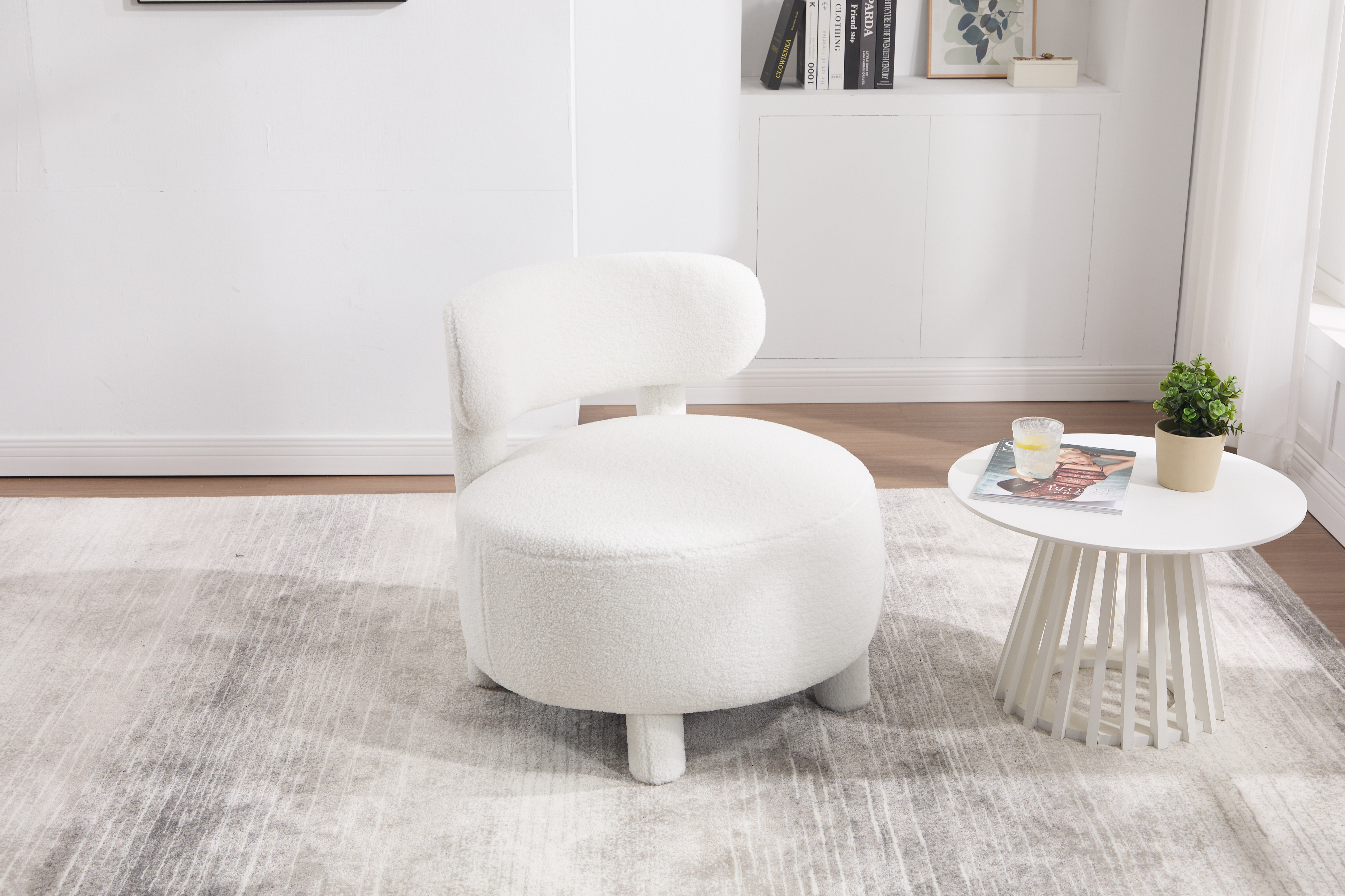 Teddy Fabric Armless Accent Chair