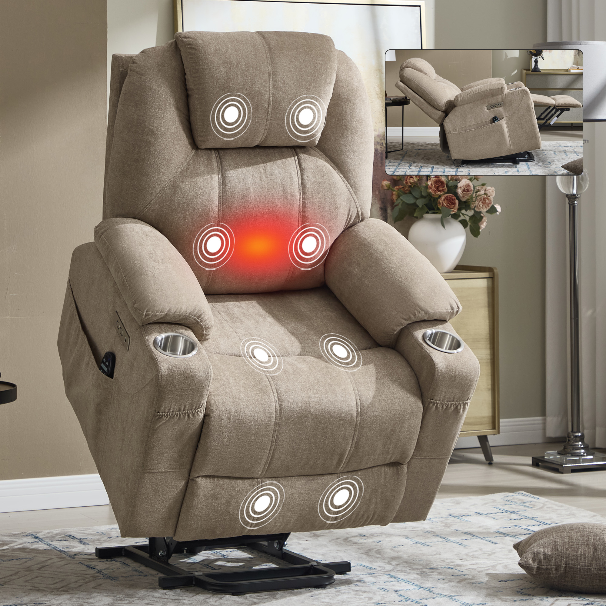 Polyester Power Lift Recliner Chair