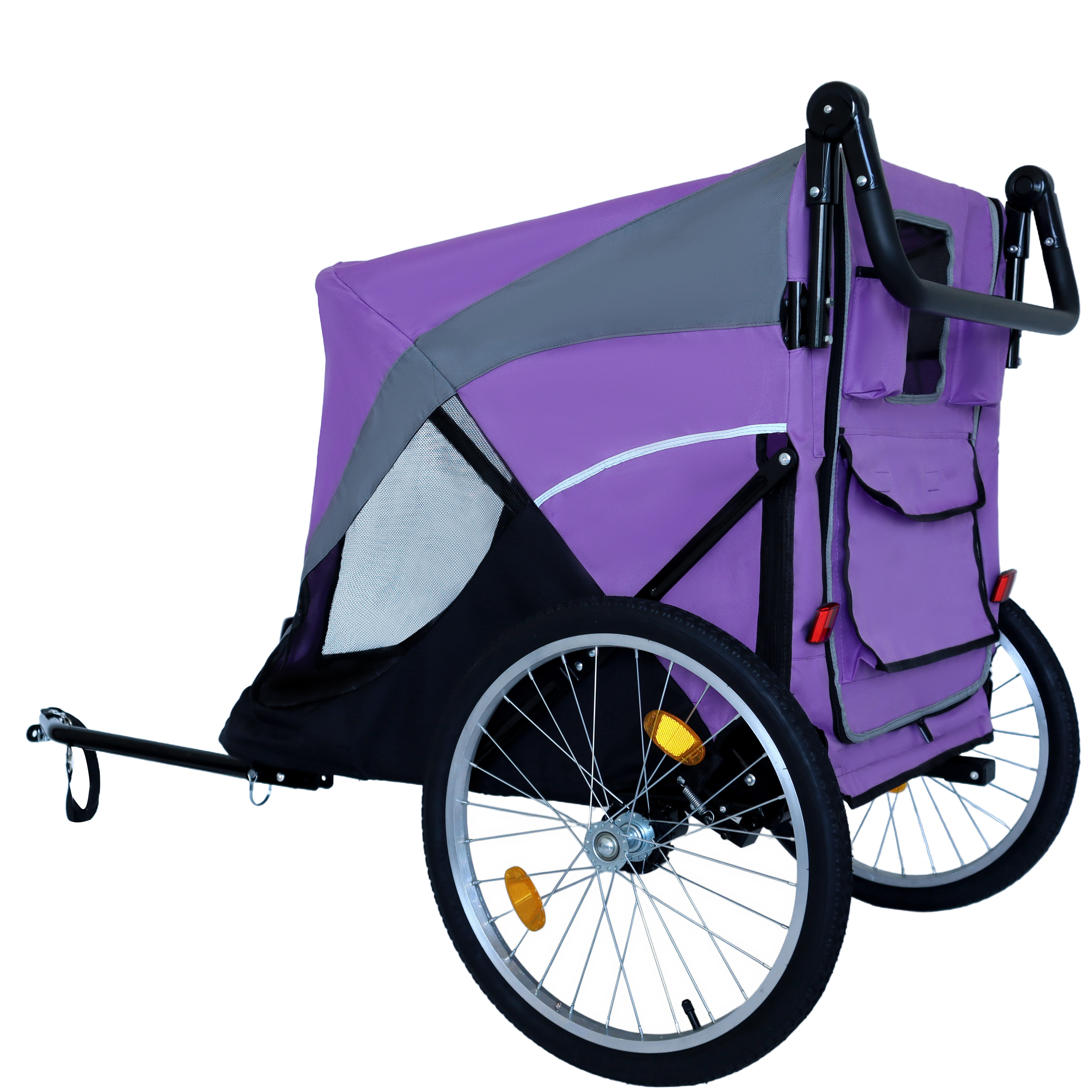 2-in-1 Bike Trailer & Push Cart for Pets - Detachable Bike Hitch & Push Handle Included - Quick Release Wheel, Internal Leash, Dual Cup Pockets and Underneath Storage Bag,  Holds Pets Up to 100 lbs — foto 11