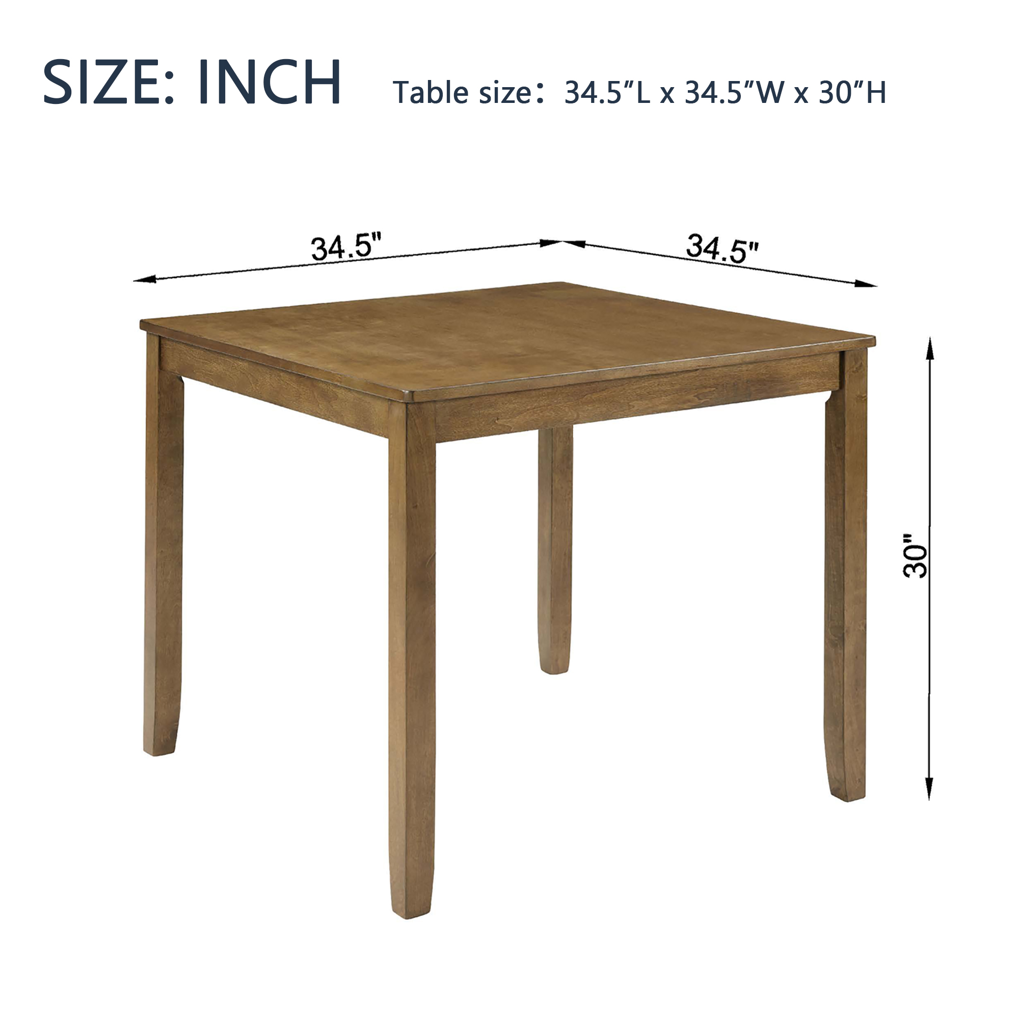 Wooden Dining Square Table, Kitchen Table for Small Space, 4 Person Dining Table, Oak ONLY THE TABLE 5