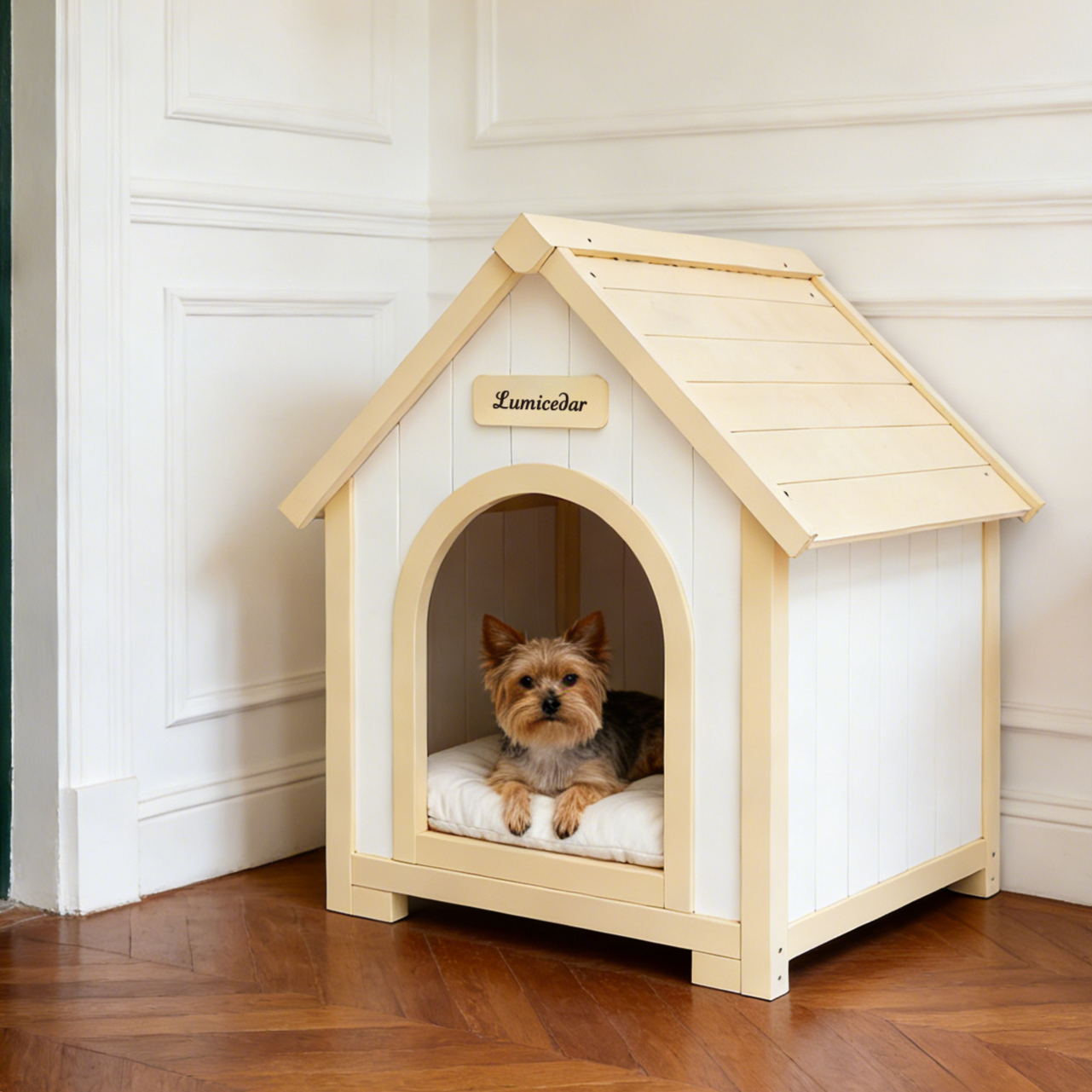 Modern Indoor Wooden Dog House with EVA Cushion – Solid Cedar Pet House for Small Dogs & Cats — foto 2