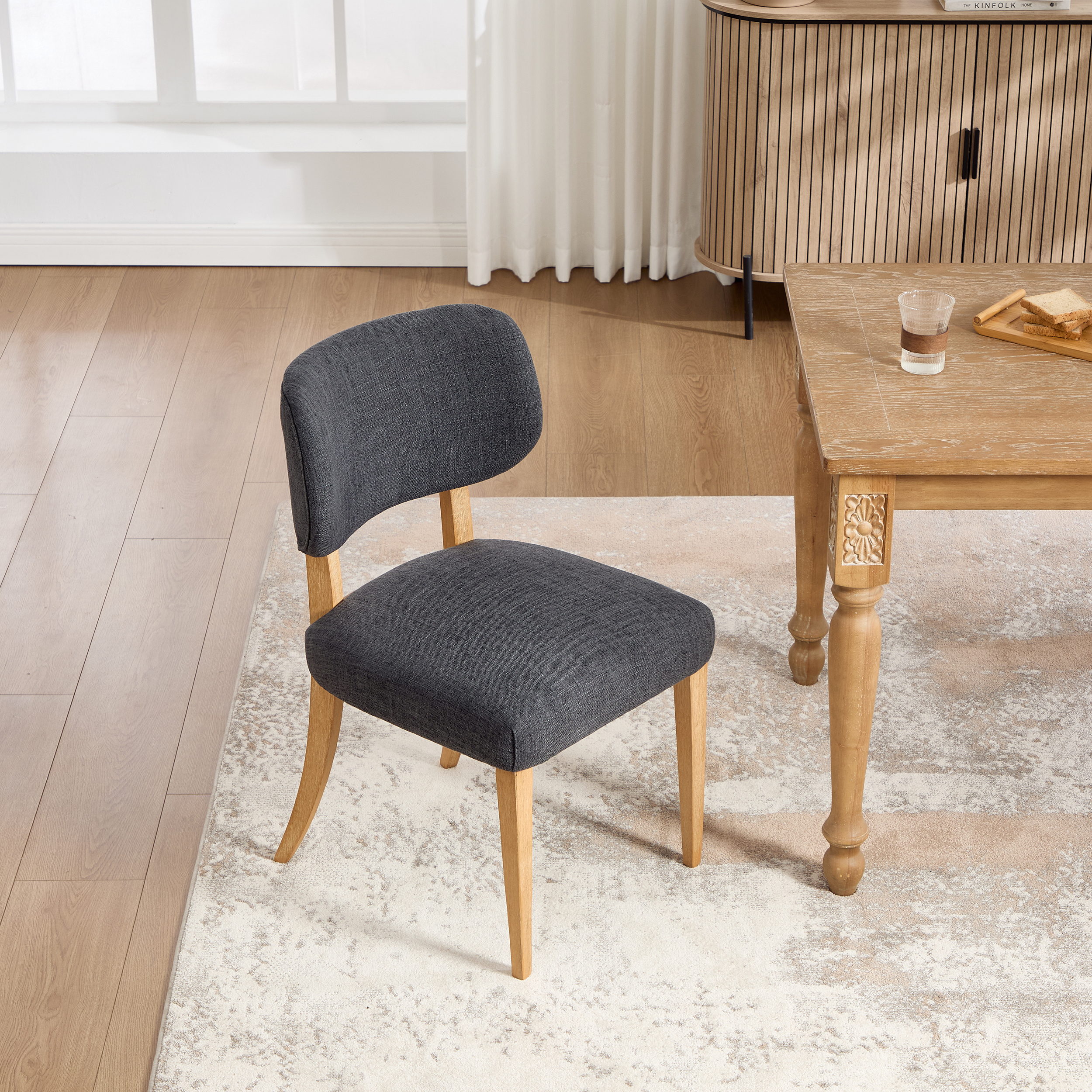 Wooden Dining Chairs Set of 2, Modern Fabric Upholstered Dining Room Chair Kitchen Chairs, Farmhouse Dinner Chair for Kitchen Dining Room 10