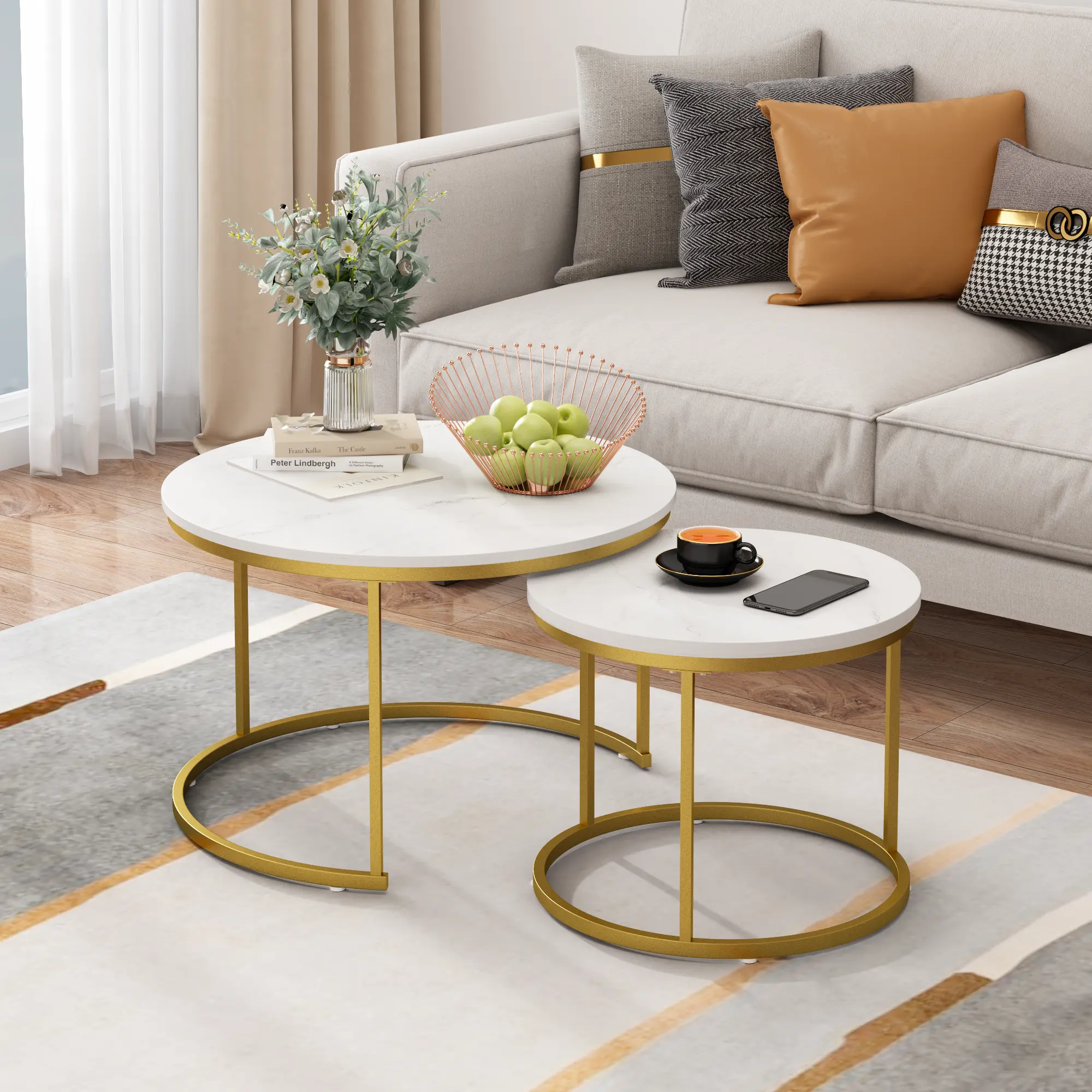 27.6in Nesting Coffee Table Set of 2