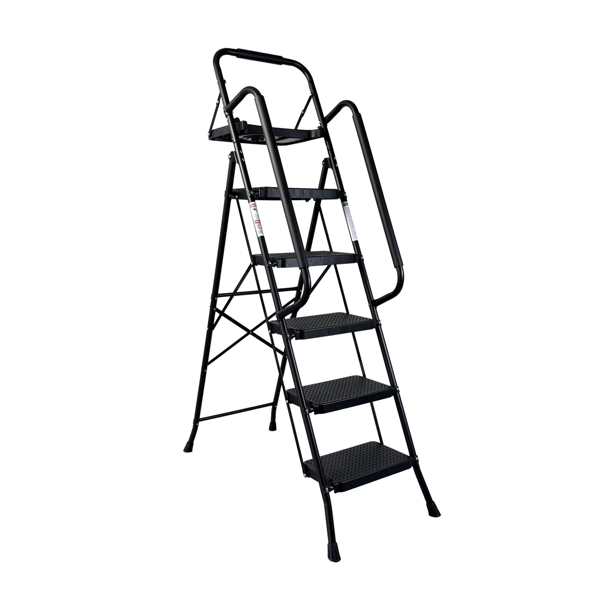 Escabeau, tabouret pliant avec pédale antidérapante large, acier robuste