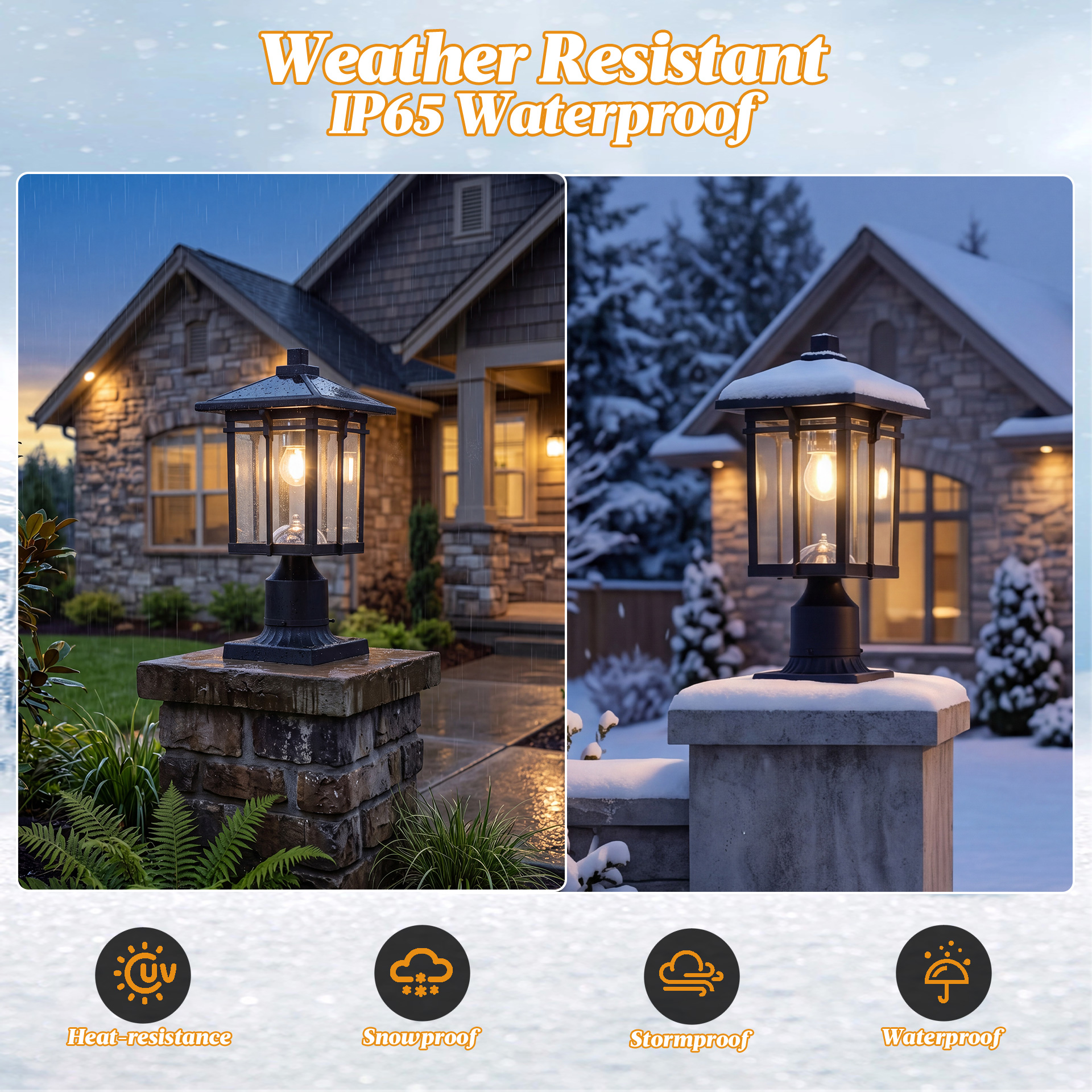 Solar Post Light Outdoor, Dusk to Dawn Post Lamp Solar Powered with Pier Mount Base for Pole Pillar Gates Yard Garden Pathway — foto 5