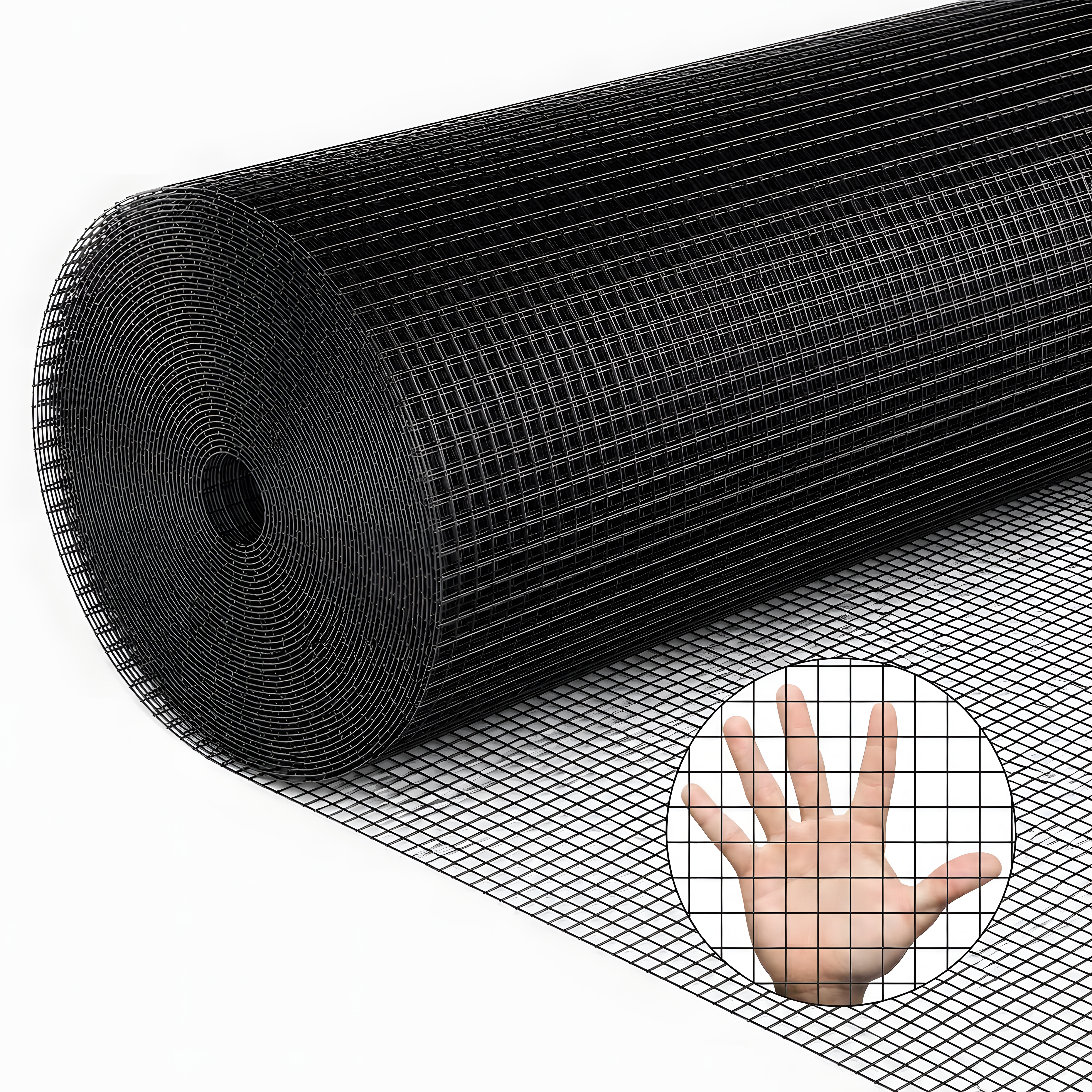 48in x 100ft black metal mesh, 1/2-inch welded chicken wire roll, garden plant fencing, suitable for chicken coops and home renovation