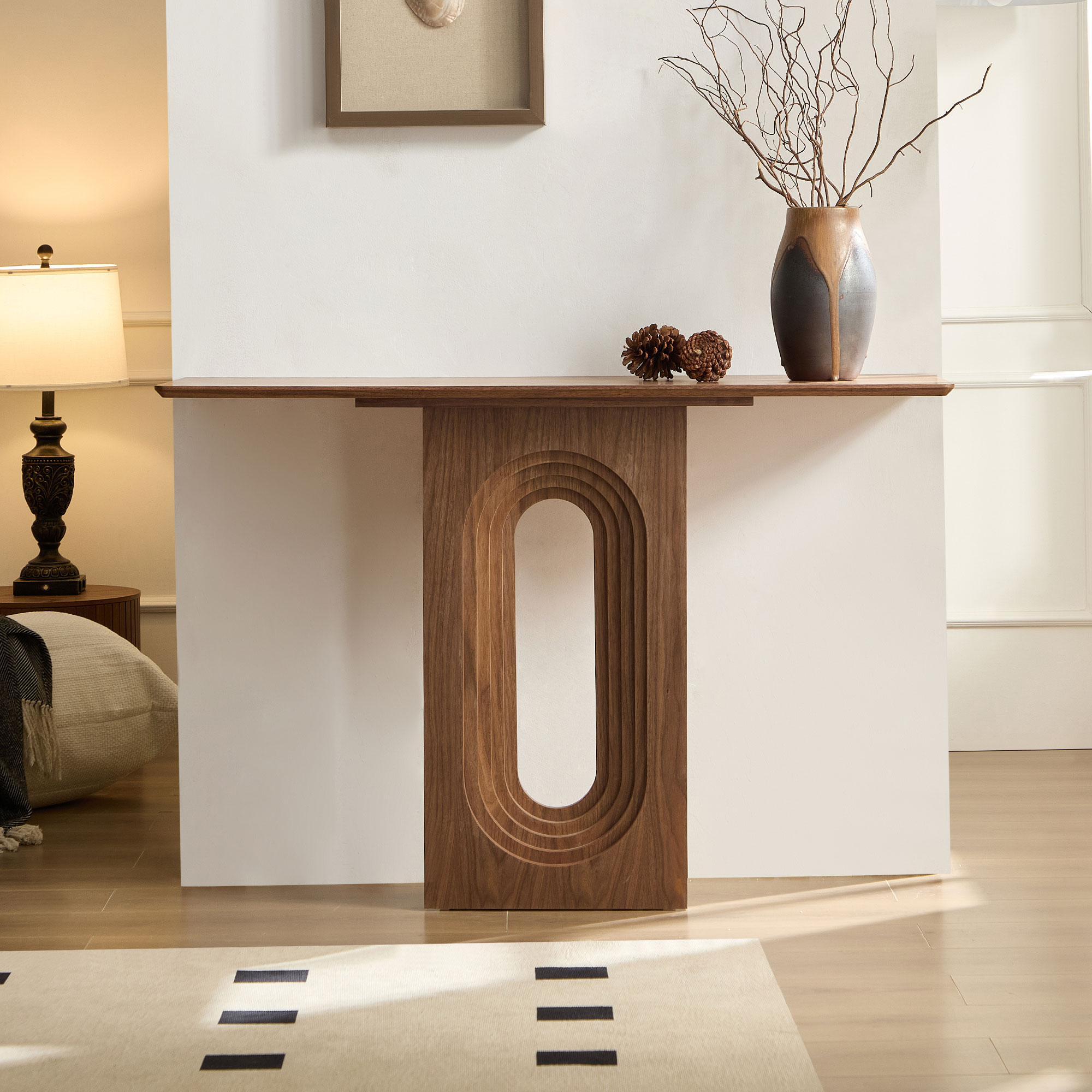 Length 47.24 Inch Entryway Table for Living Room,Narrow Console Table with Unique Loopback Design, Modern Design MDF Sofa Table Entrance Table for Hallway, Entrance,Apartment