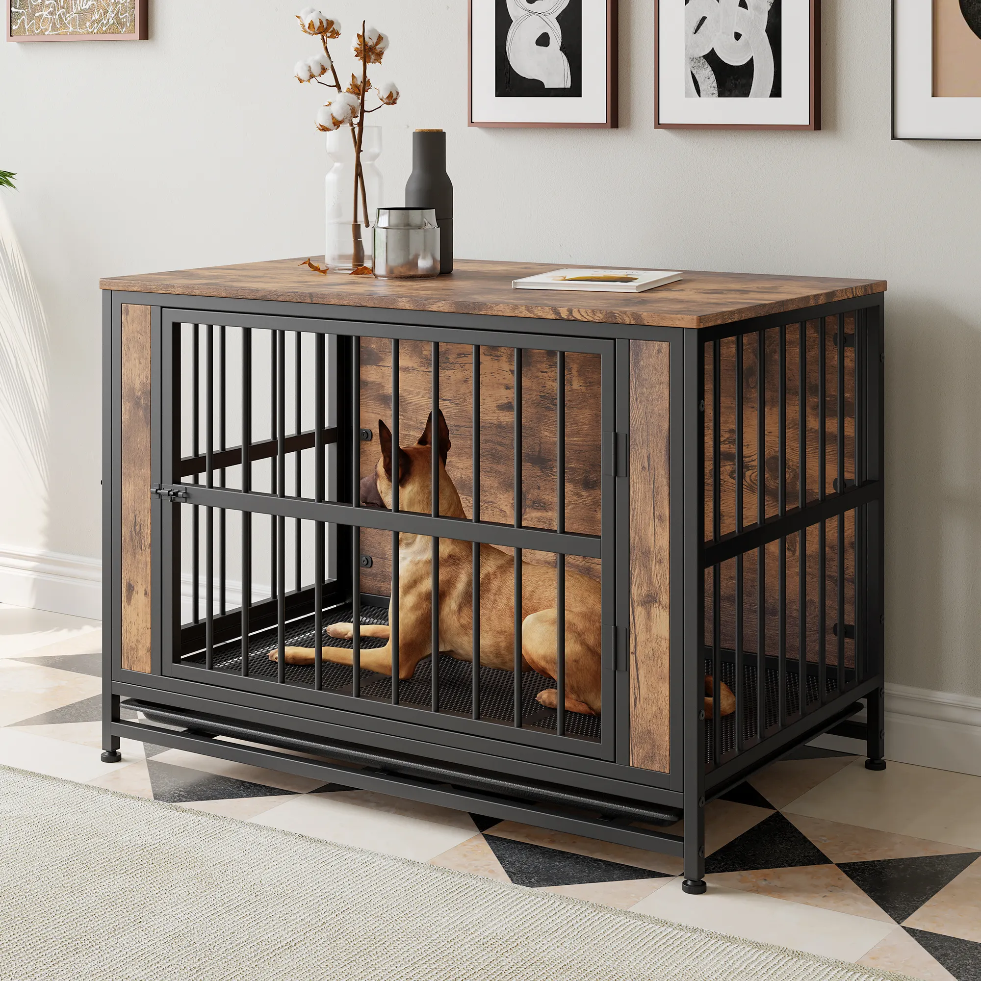 Dog Crate Furniture, Wooden Table, 38.9" Kennel