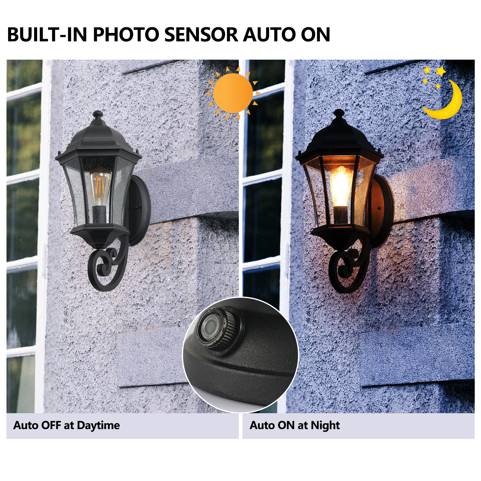 1-Pack Vintage Wall-Mounted Outdoor Lantern Light – Elegant Black Metal Sconce for Porch, Patio, and Garden Lighting (Bulb Not Included)