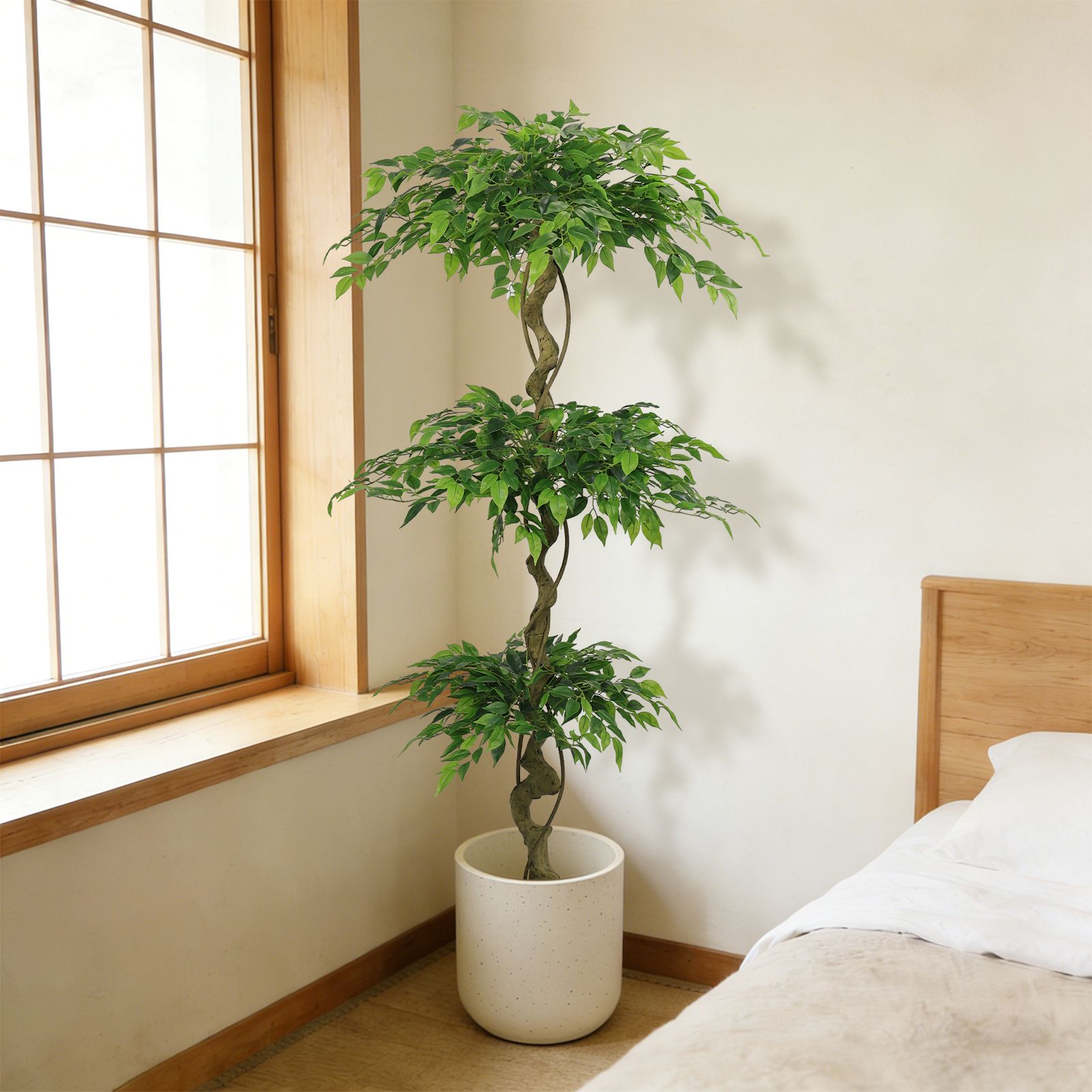 6FT Artificial Ficus Tree, Lifelike Faux Banyan Tree with Pot for Home, Office Patio Decor, 1pc/set — foto 7