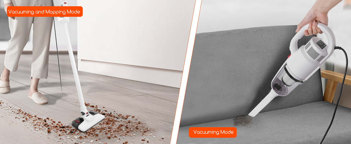 Lightweight Stick Vacuum Cleaner, Unique Vacuum and Mop Combo - 3 Dust Filters/Microfiber Pads,Corded Stick Vacuums & Electric Brooms - 400W 12Kpa Suction for Kitchen, Bedroom, Living Room — foto 5