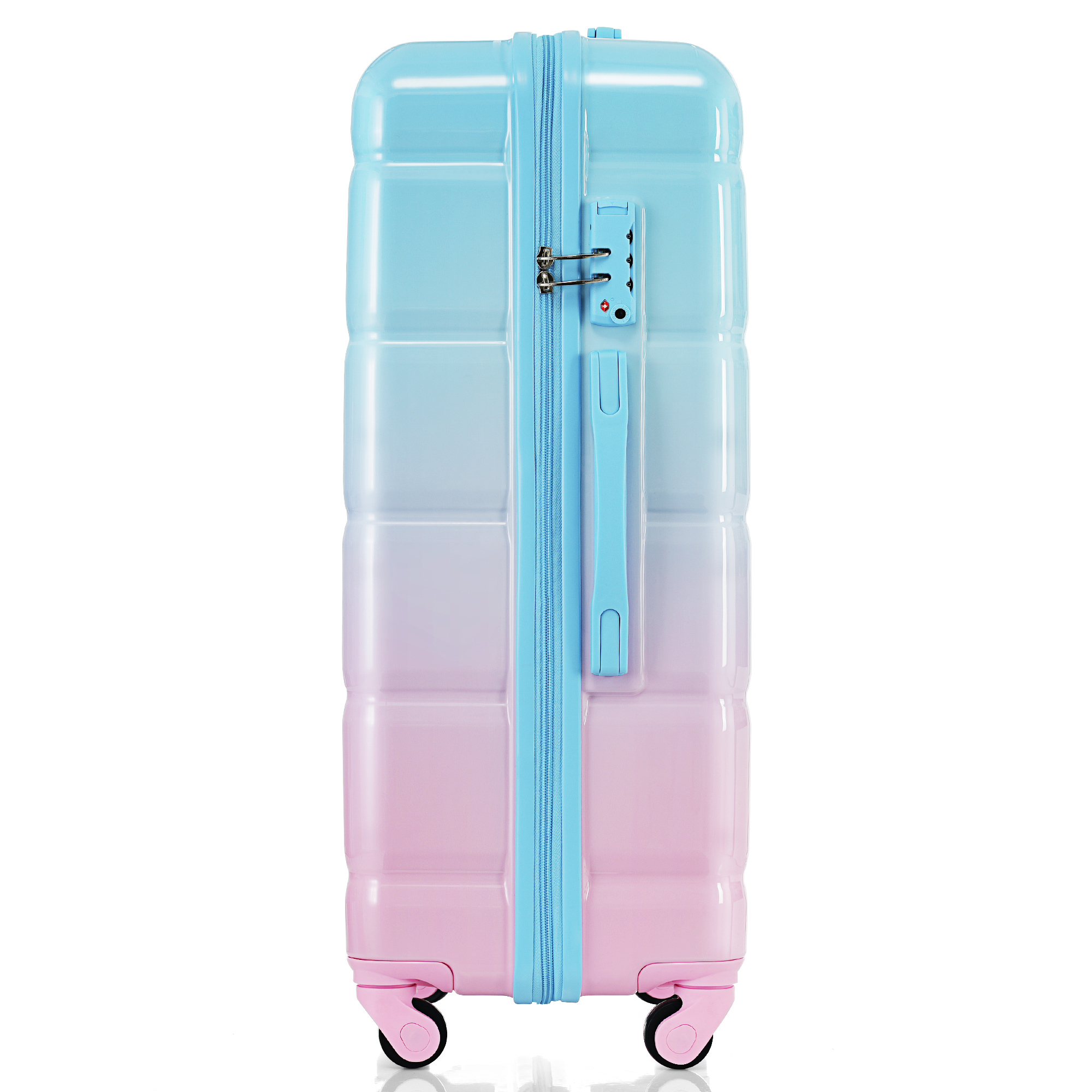 Luggage Set of 3, 20-inch with USB Port, Airline Certified Carry-on Luggage  , ABS+PC Hard Shell Luggage with Spinner Wheels, light blue and pink
