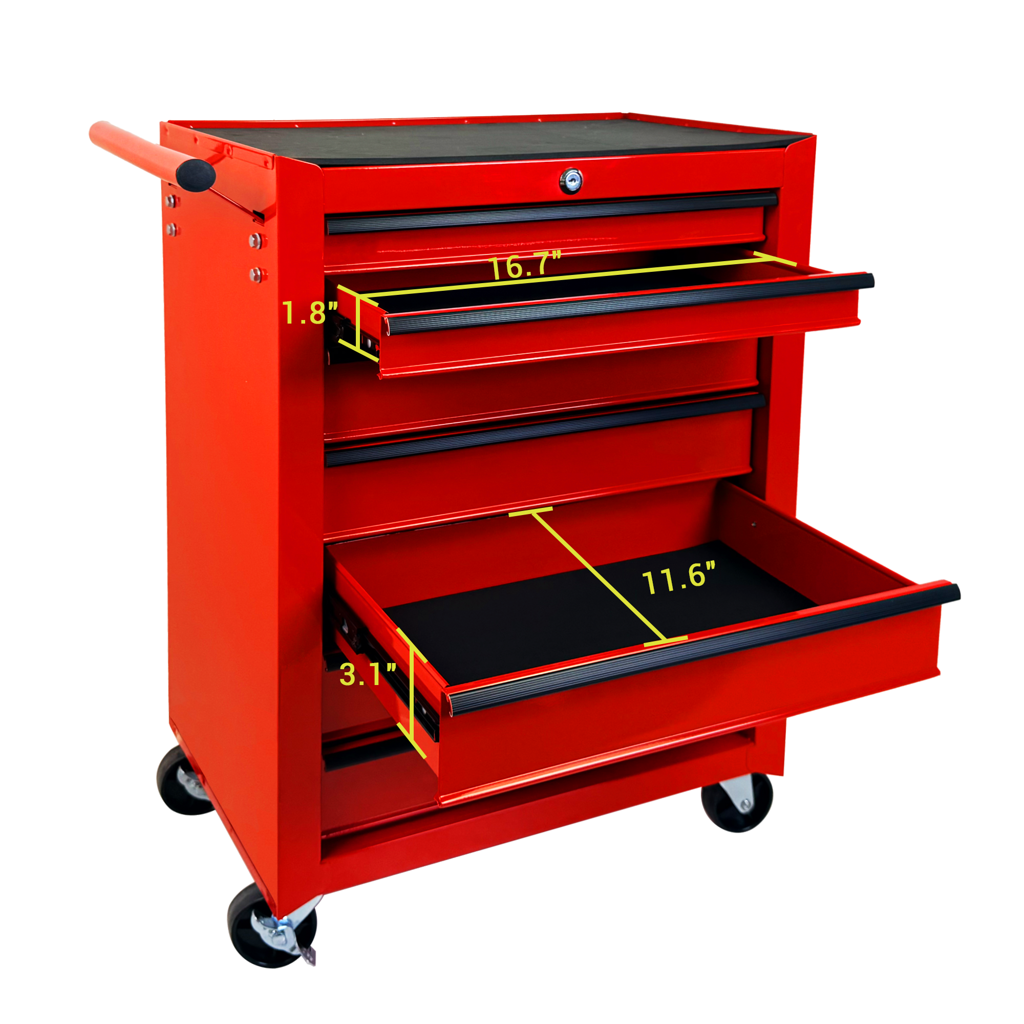 Rolling Metal Tool Chest with 7 Drawers, 20" 7-Drawer Tool Chest Cabinet with Ball Bearing Drawer Slides, Steel Tool Storage Box Organizer  -RED — foto 3