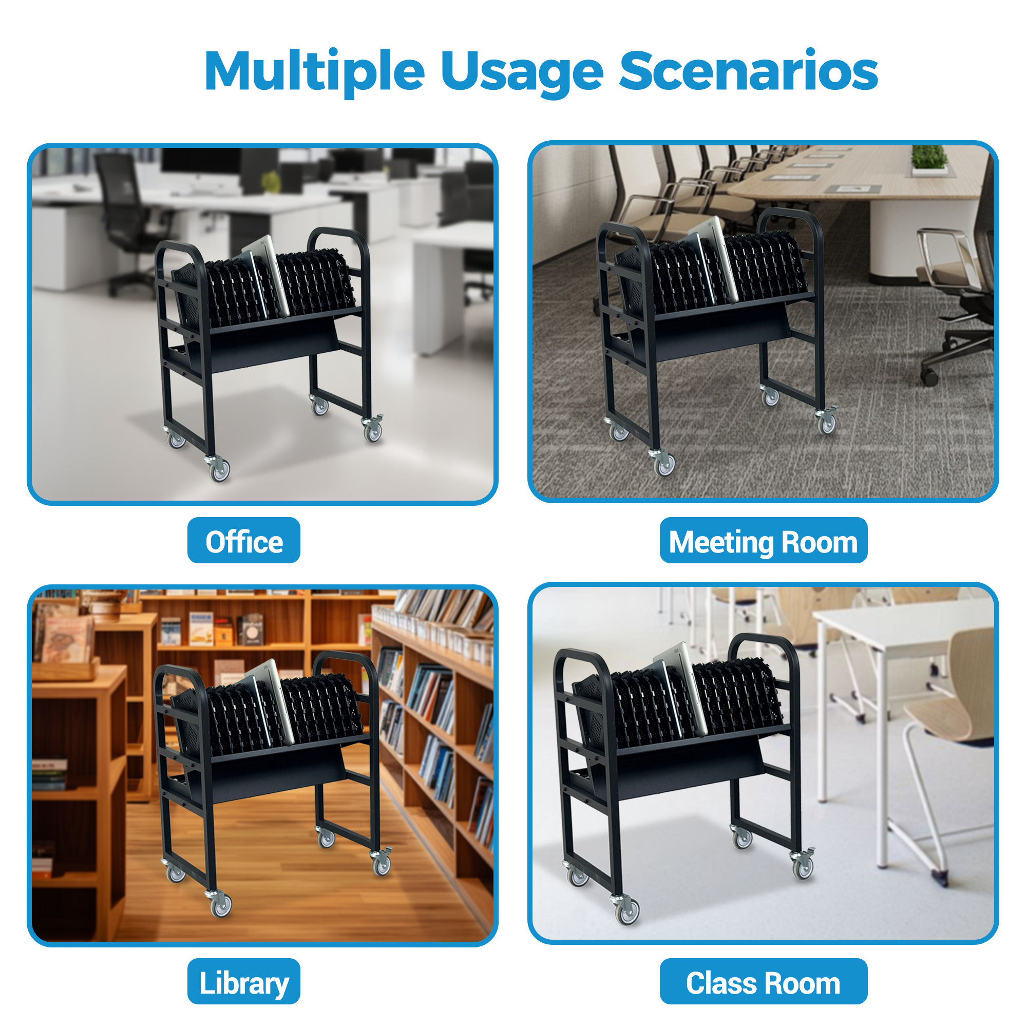 16-Device Mobile Open School Charging Cart Station for Ipads, Chromebooks, Tablets and Laptops Computer with Power Strip Included, Assembly Required — foto 9