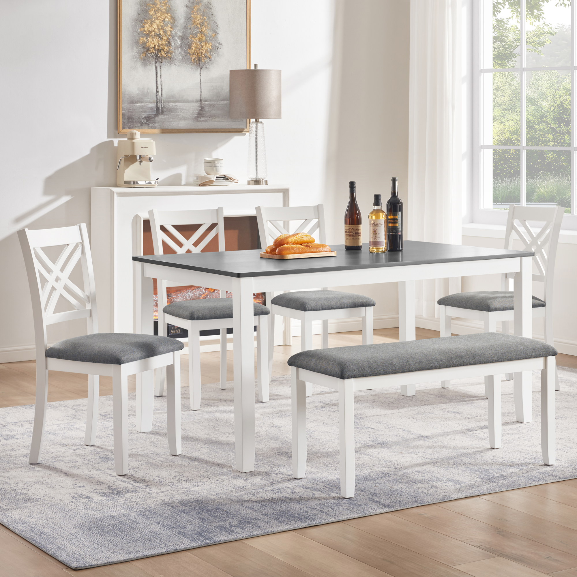 6-Piece Wooden Dining Table Set
