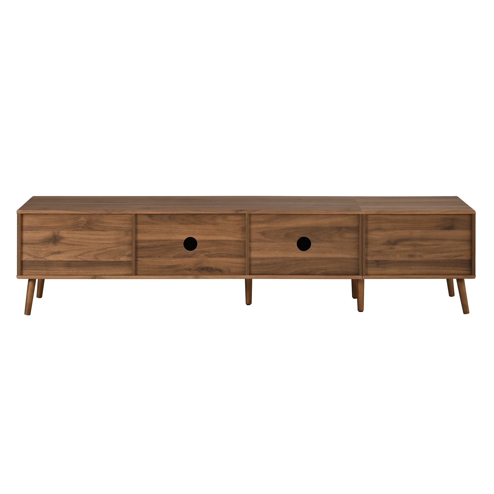 76" Modern Rattan Doors TV Stand for TVs up to 85 Inches, Wood-Grain Entertainment Center with Storage Cabinets, TV Media Console Table for Living Room, Bedroom — foto 6
