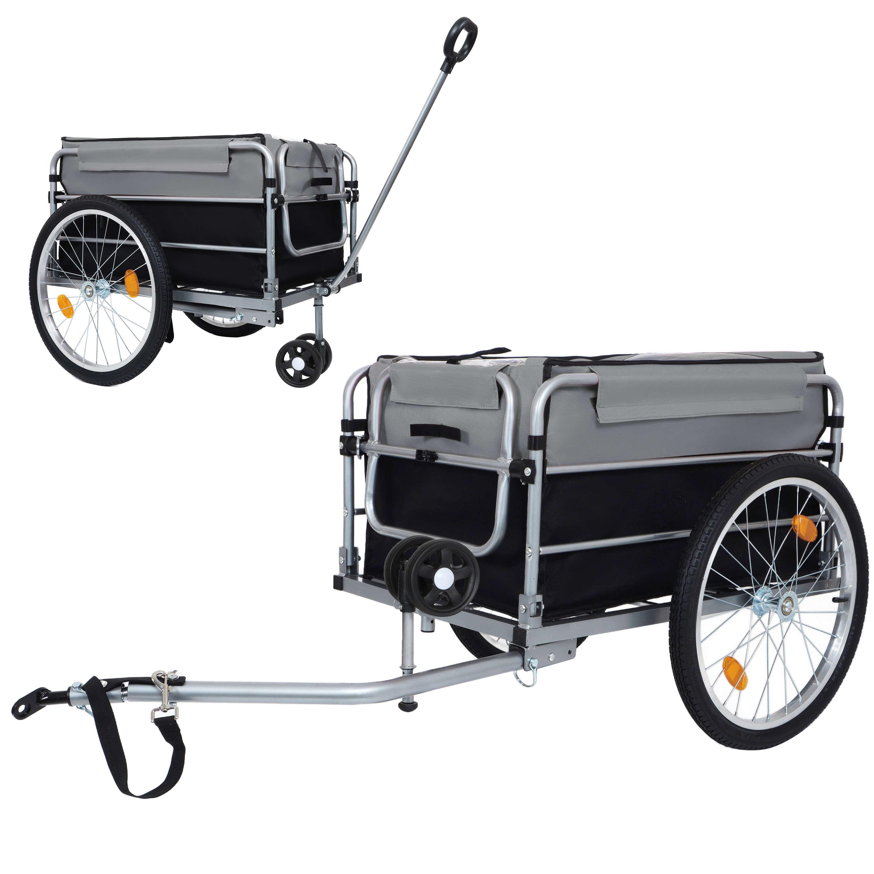Bike Cargo Trailer, Aluminum Luggage Cart,Heavy Duty 220 lbs Bicycle Wagon Cart, 20" Whee,l Folding Groceries Hauler with Safe Hitch System, Removable Cover, Oxford Fabric for Cycling Travel — foto 7