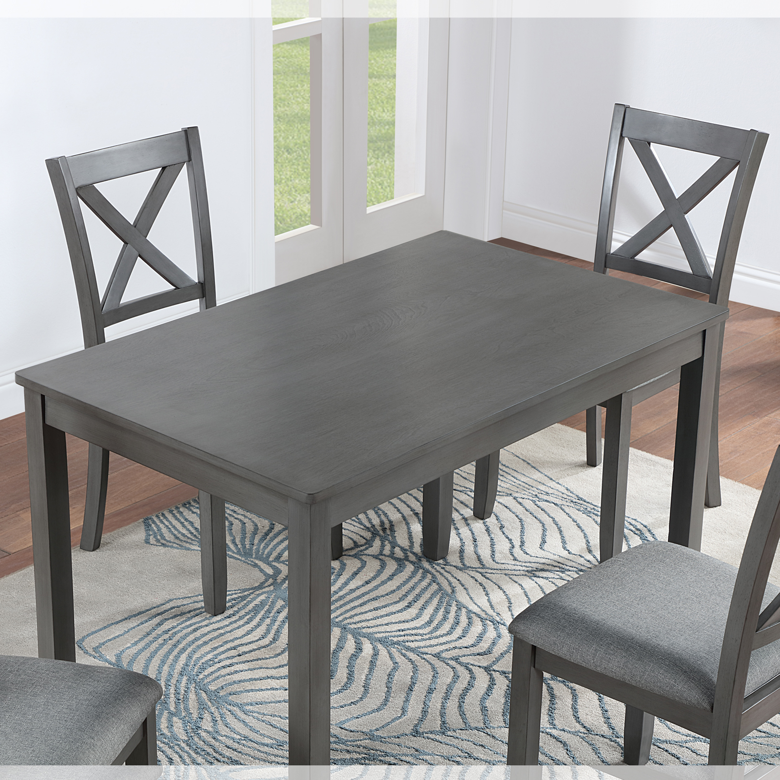 Wooden Dining Rectangular Table, Kitchen Table for Small Space, 4 Person Dining Table, Gray ONLY THE TABLE 6