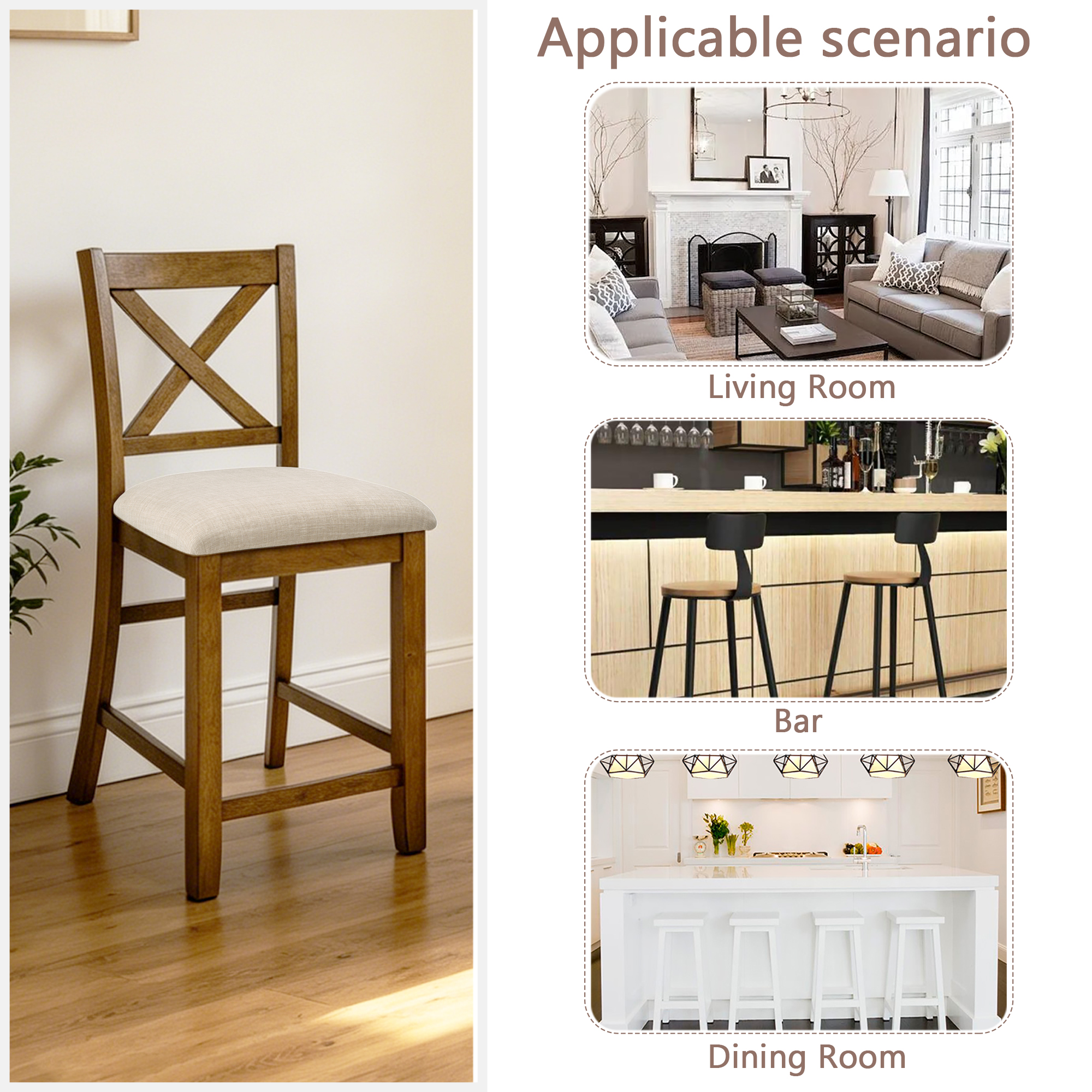Wooden Counter Height Dining Chairs, picture 4 of 5