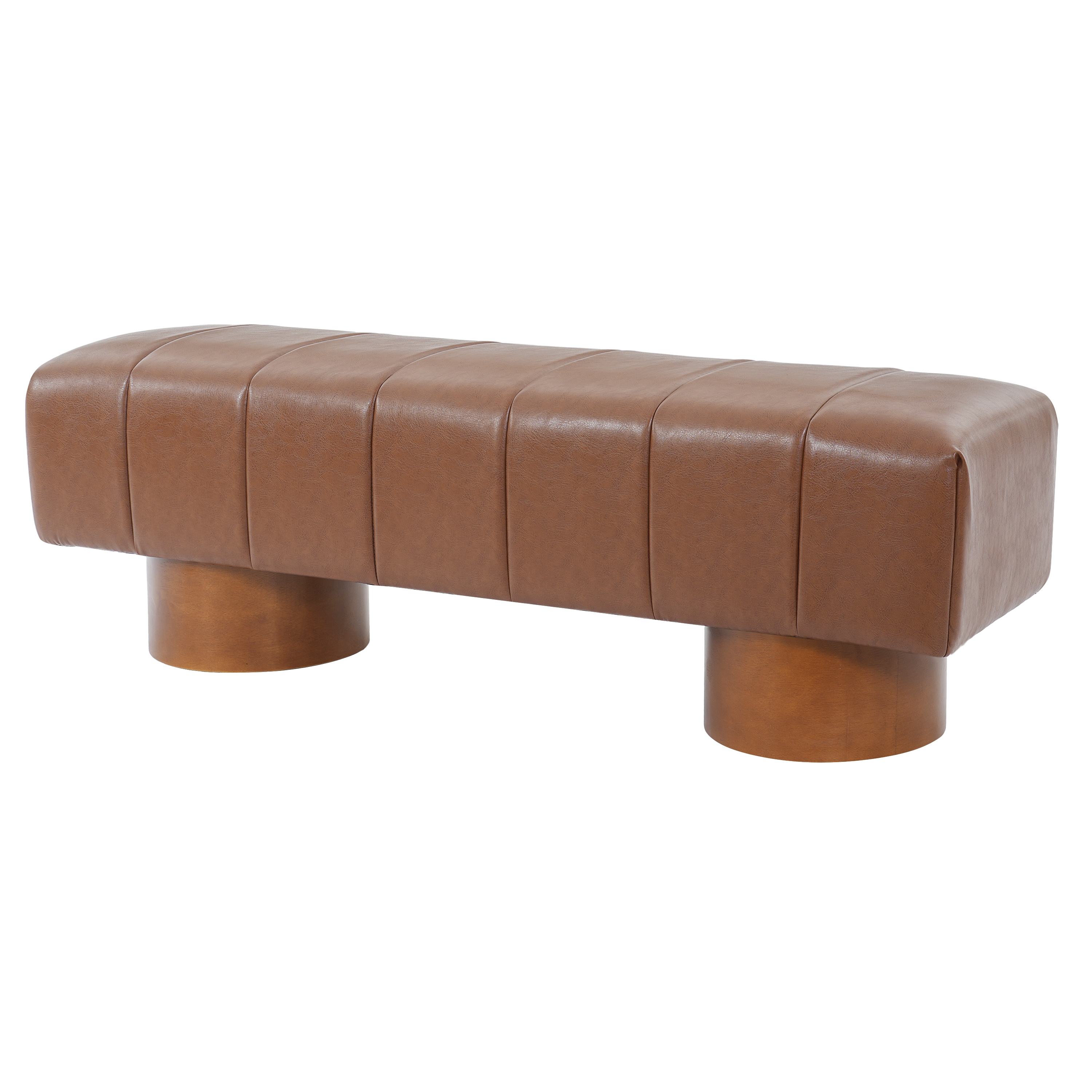 Brown PU Upholstered Dining Bench