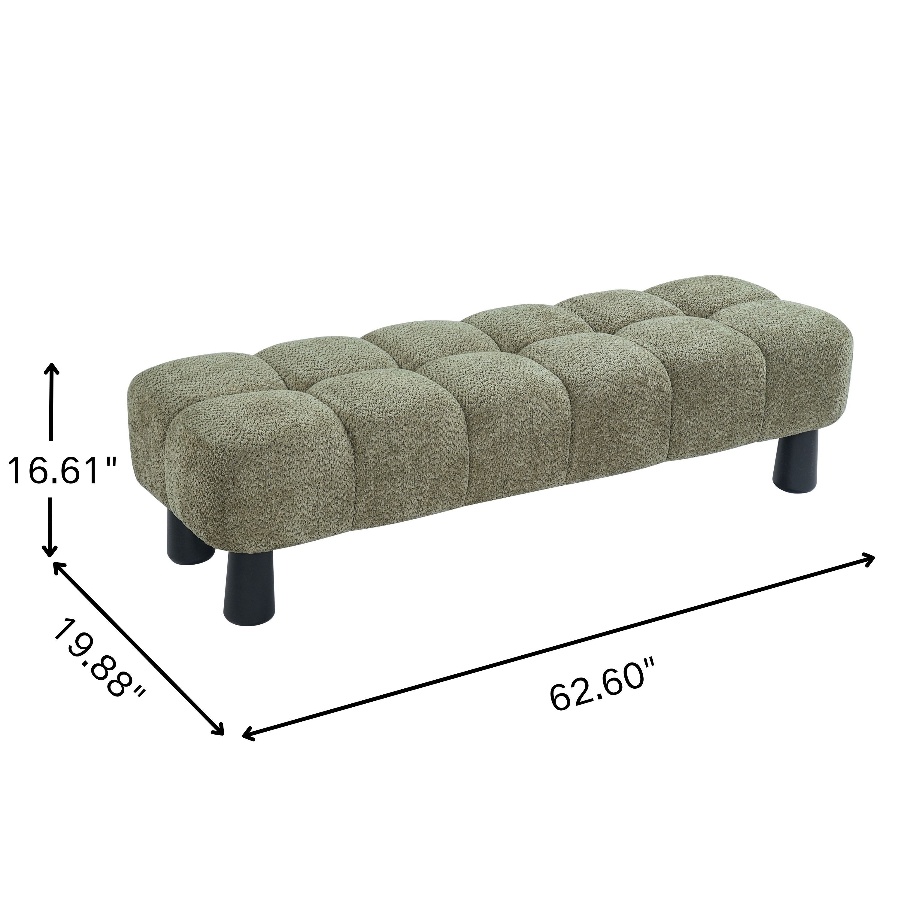 Green Upholstered Bench Ottoman, picture 4 of 5