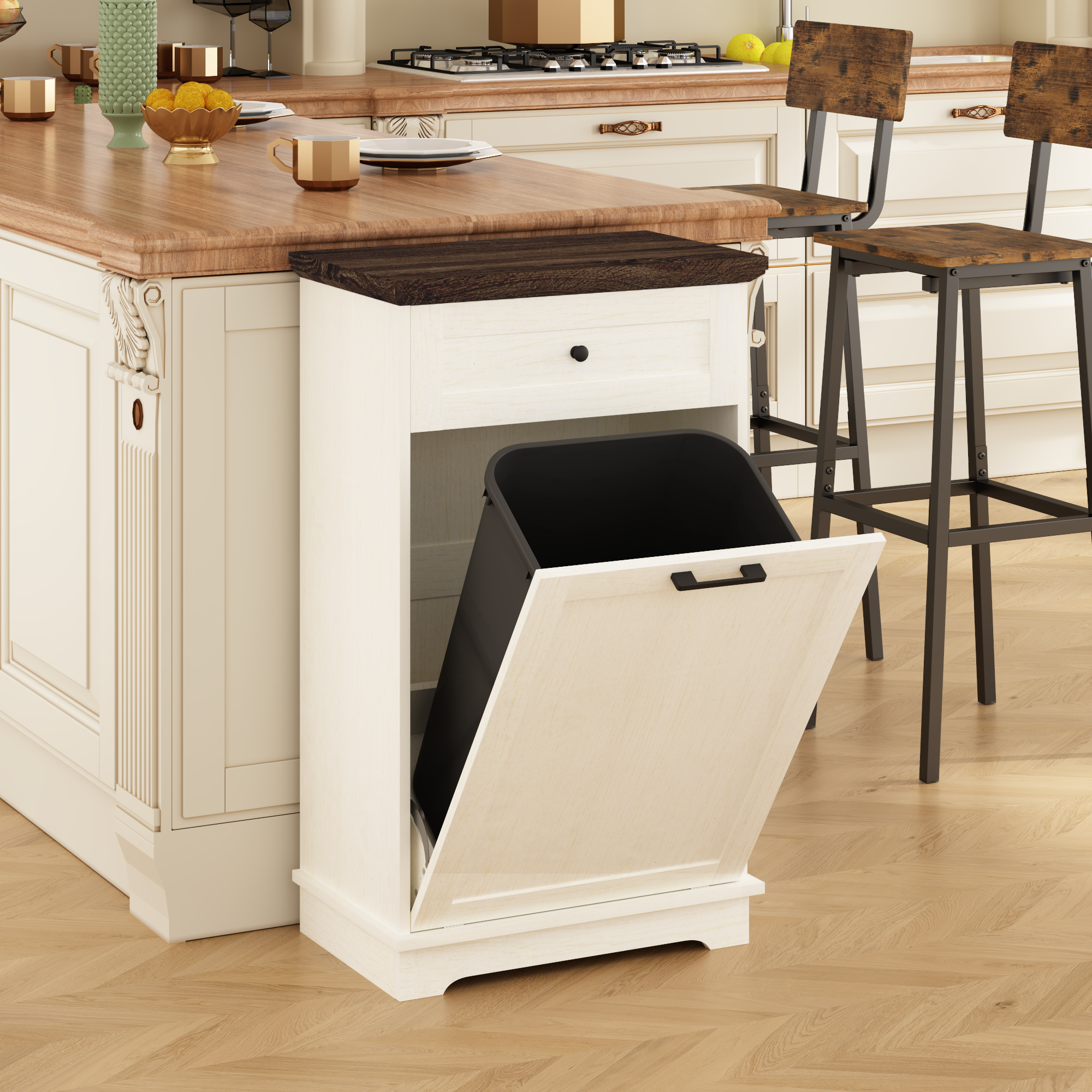 10 Gallon Tilt Out Trash Cabinet Freestanding